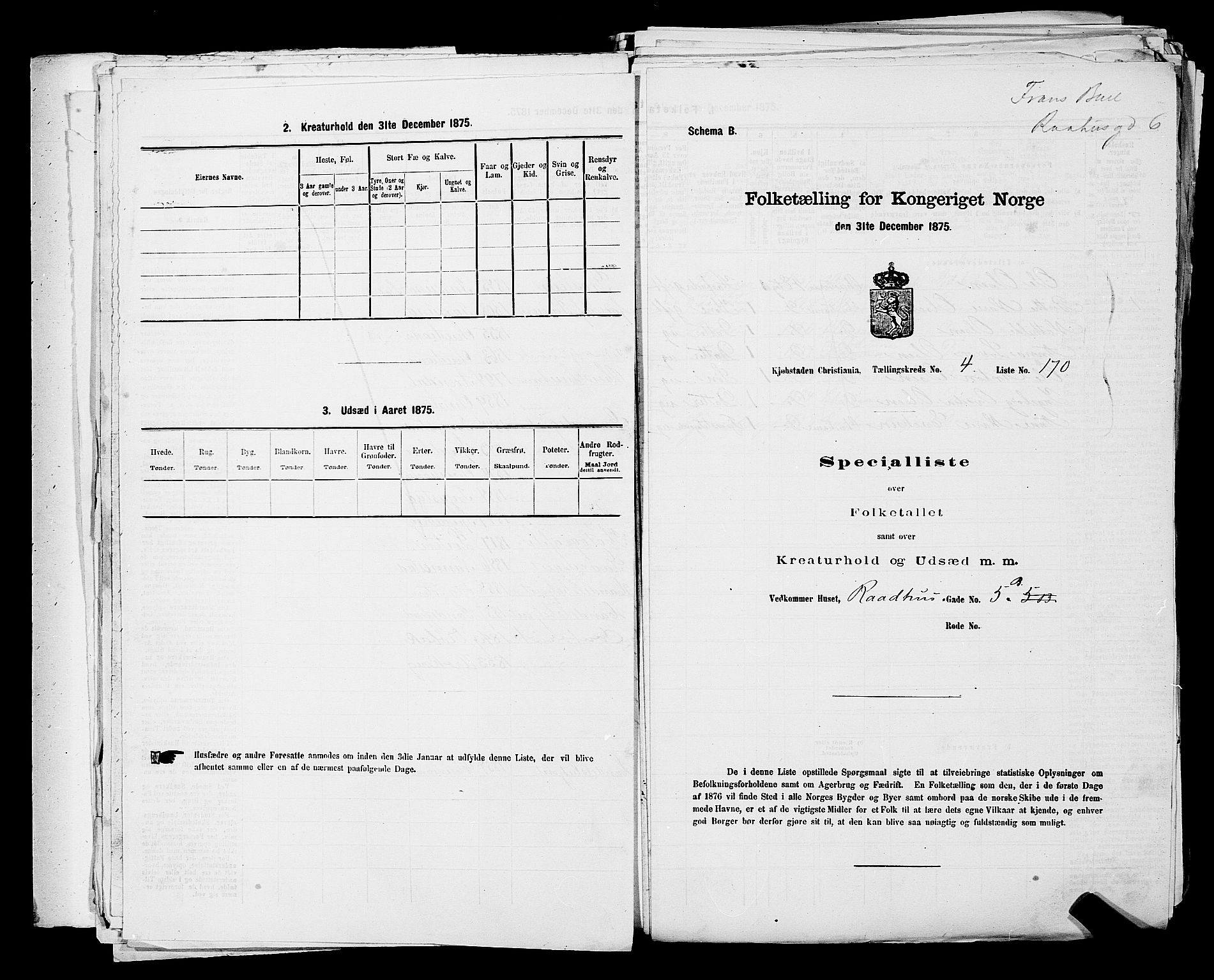 RA, 1875 census for 0301 Kristiania, 1875, p. 524