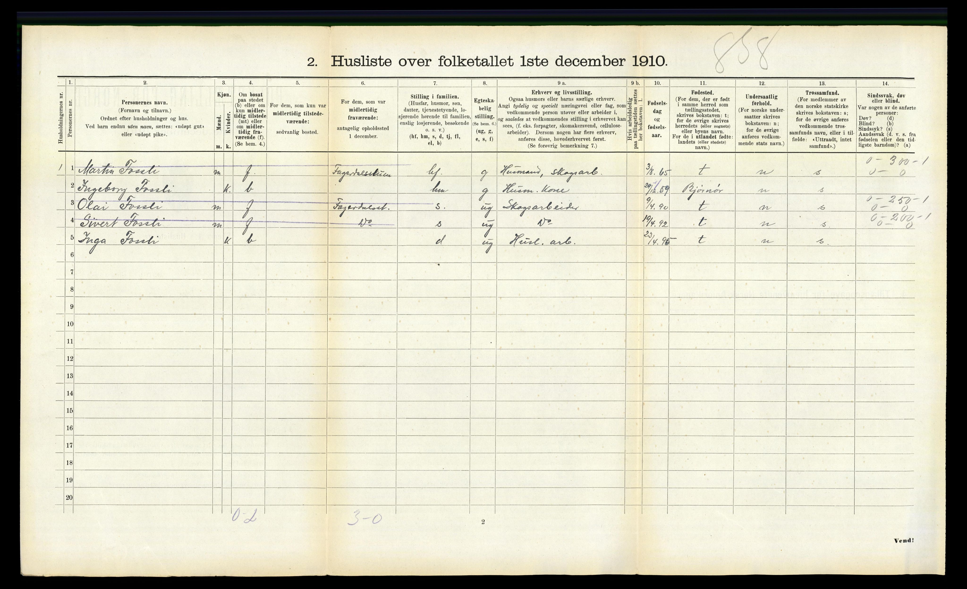 RA, 1910 census for Namdalseid, 1910, p. 355