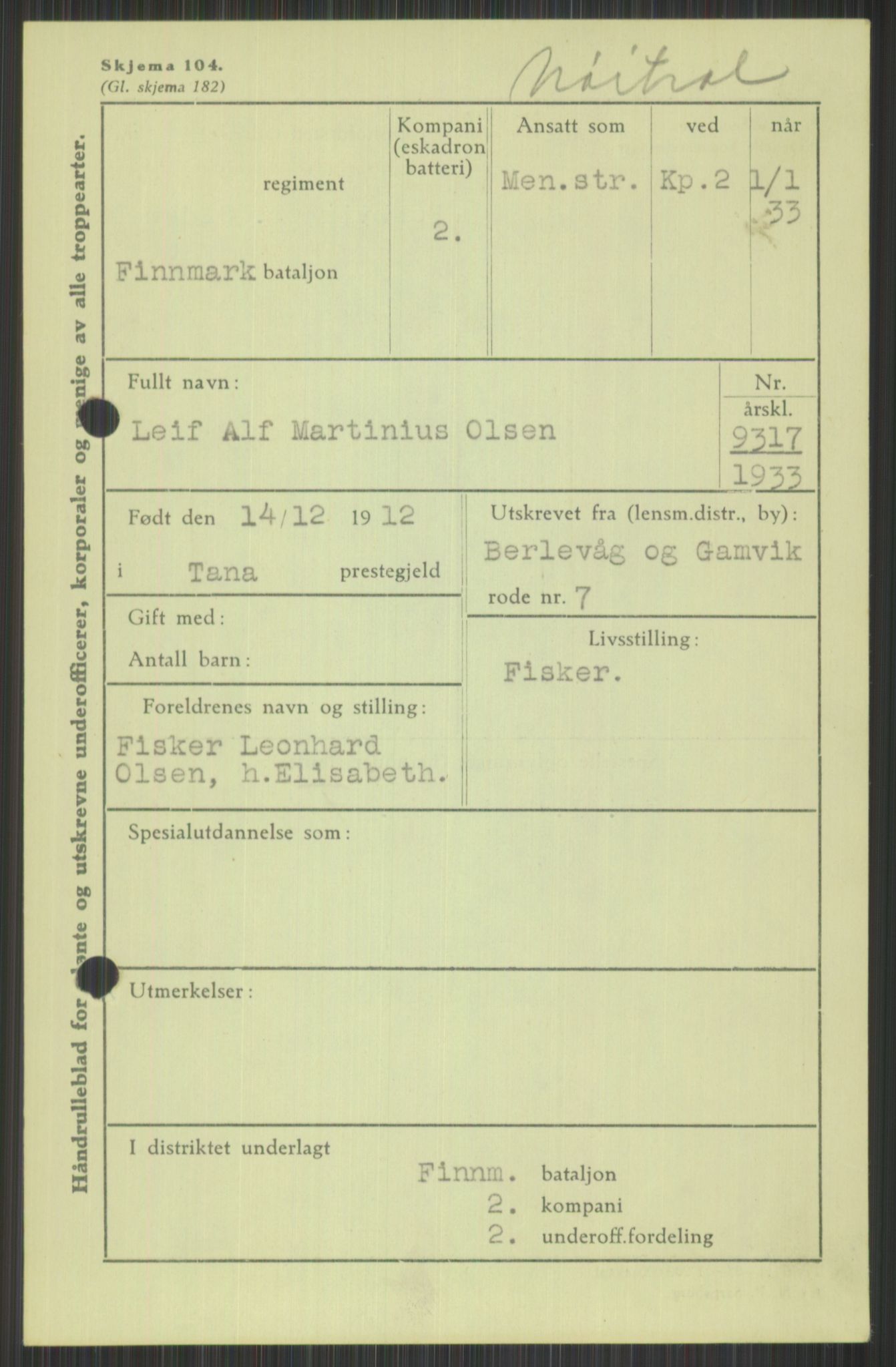 Forsvaret, Varanger bataljon, AV/RA-RAFA-2258/1/D/L0440: Rulleblad for fødte 1892-1912, 1892-1912, p. 1723