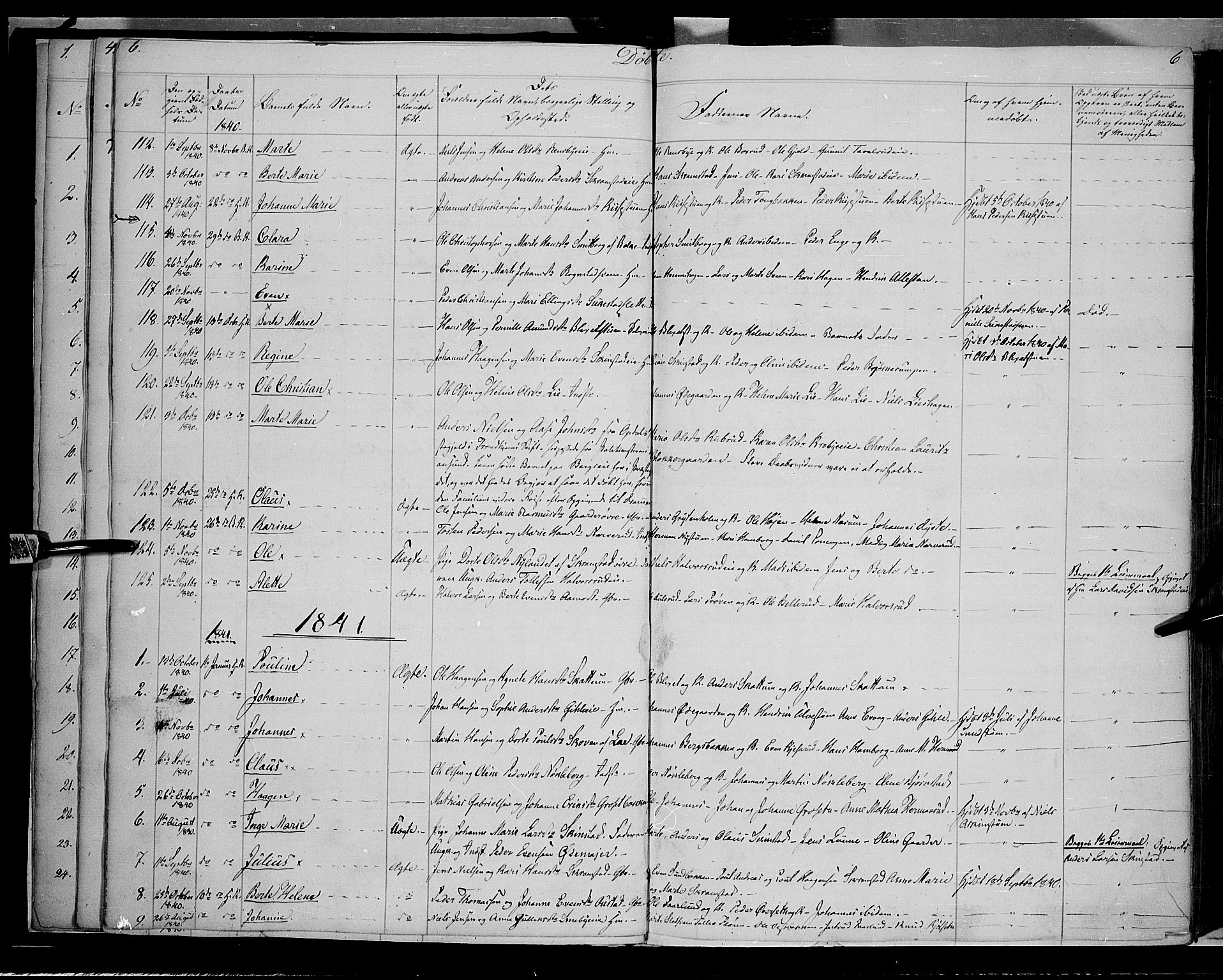 Østre Toten prestekontor, SAH/PREST-104/H/Ha/Haa/L0002: Parish register (official) no. 2, 1840-1847, p. 6
