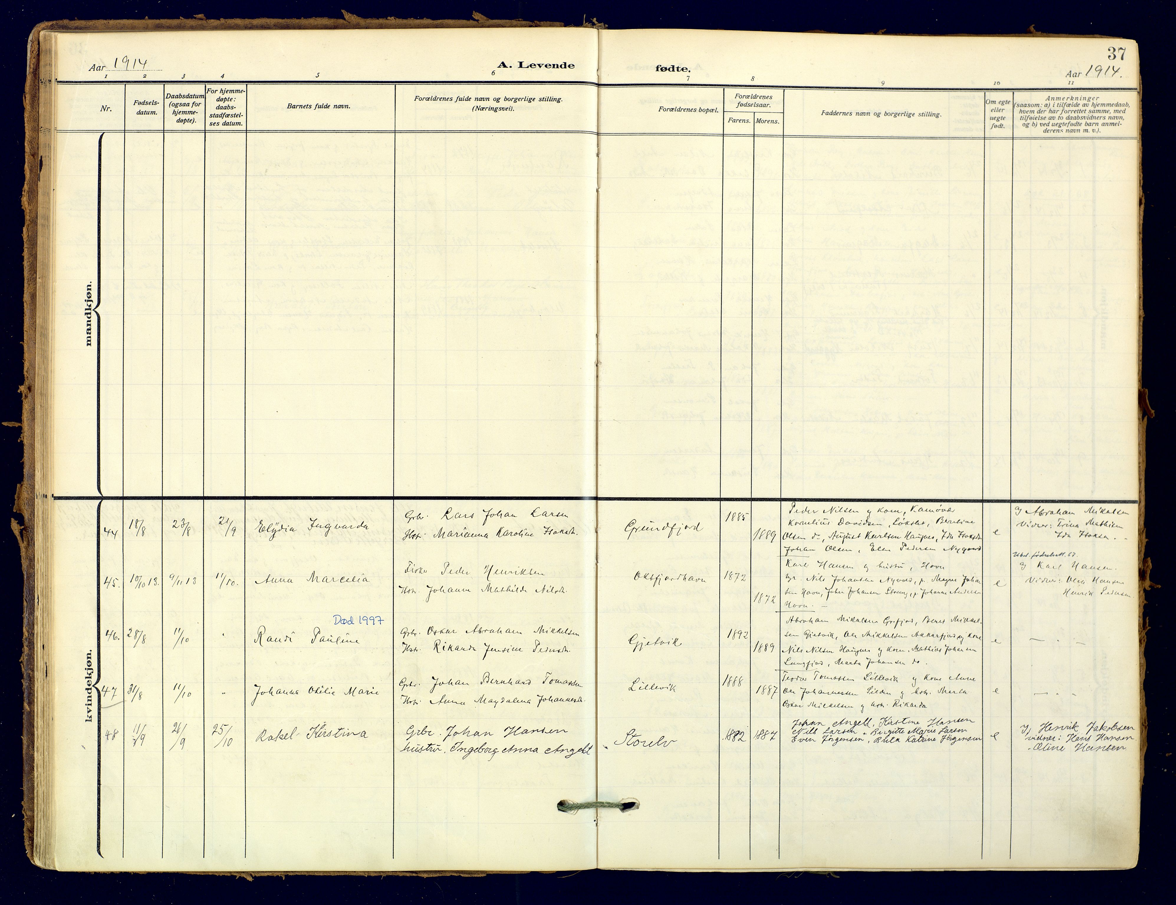 Skjervøy sokneprestkontor, AV/SATØ-S-1300/H/Ha/Haa: Parish register (official) no. 18, 1910-1926, p. 37