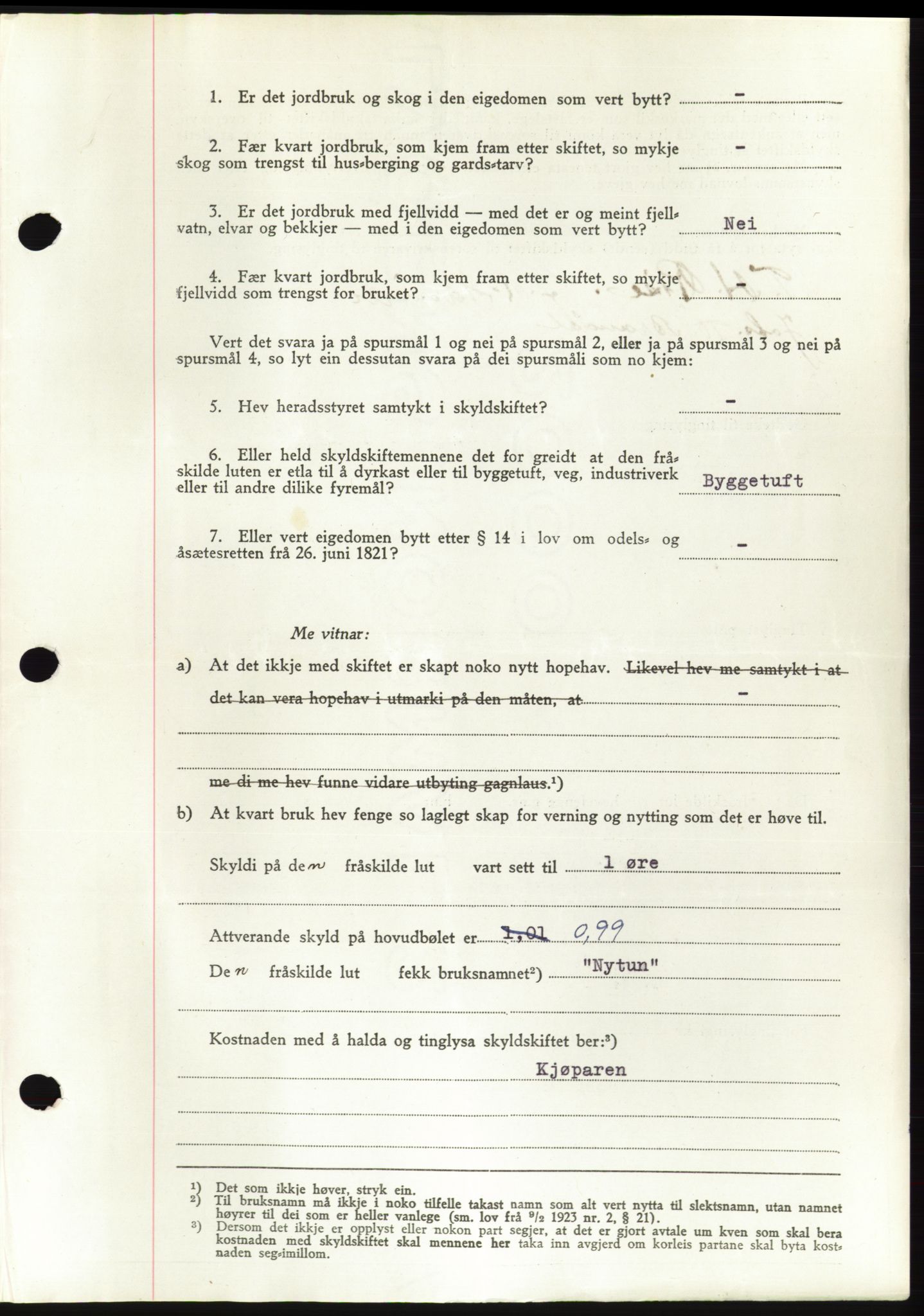 Søre Sunnmøre sorenskriveri, AV/SAT-A-4122/1/2/2C/L0078: Mortgage book no. 4A, 1946-1946, Diary no: : 1041/1946