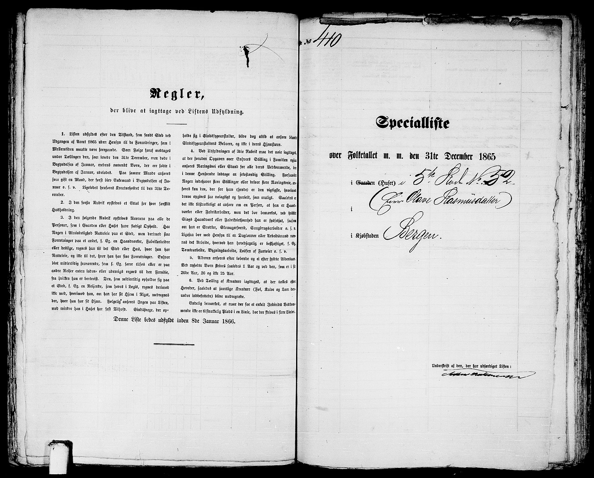 RA, 1865 census for Bergen, 1865, p. 877