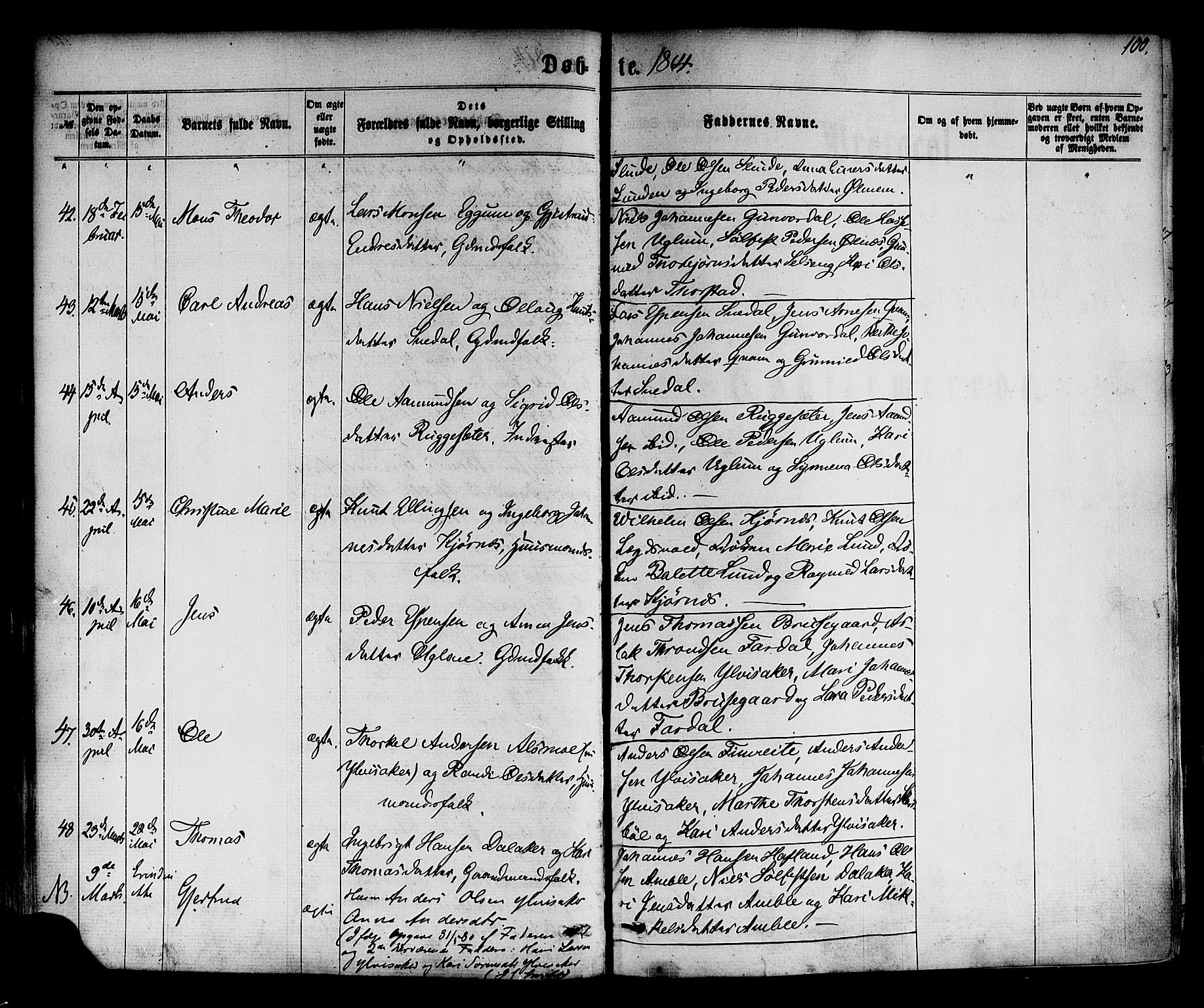 Sogndal sokneprestembete, AV/SAB-A-81301/H/Haa/Haaa/L0013: Parish register (official) no. A 13, 1859-1877, p. 100