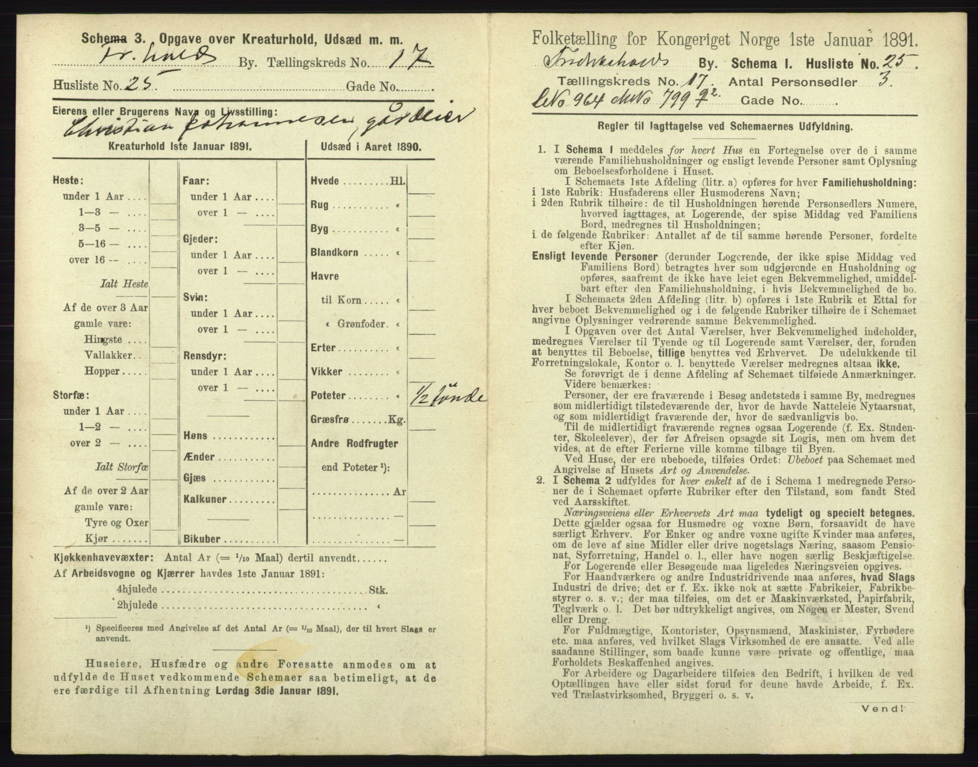 RA, 1891 census for 0101 Fredrikshald, 1891, p. 1580