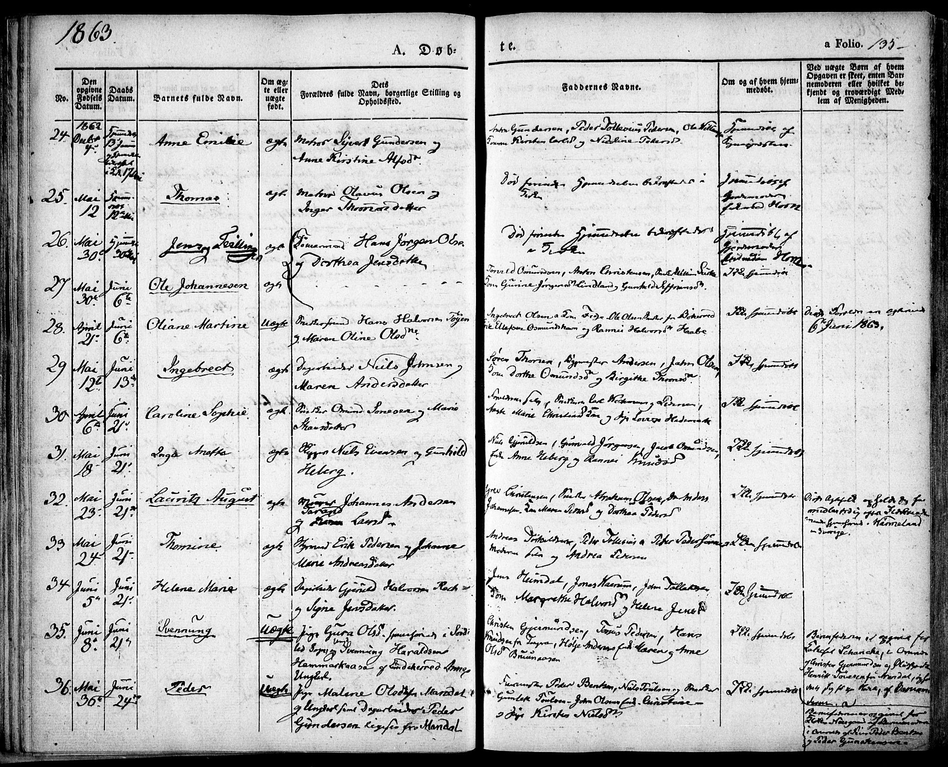 Risør sokneprestkontor, AV/SAK-1111-0035/F/Fa/L0003: Parish register (official) no. A 3, 1838-1864, p. 135