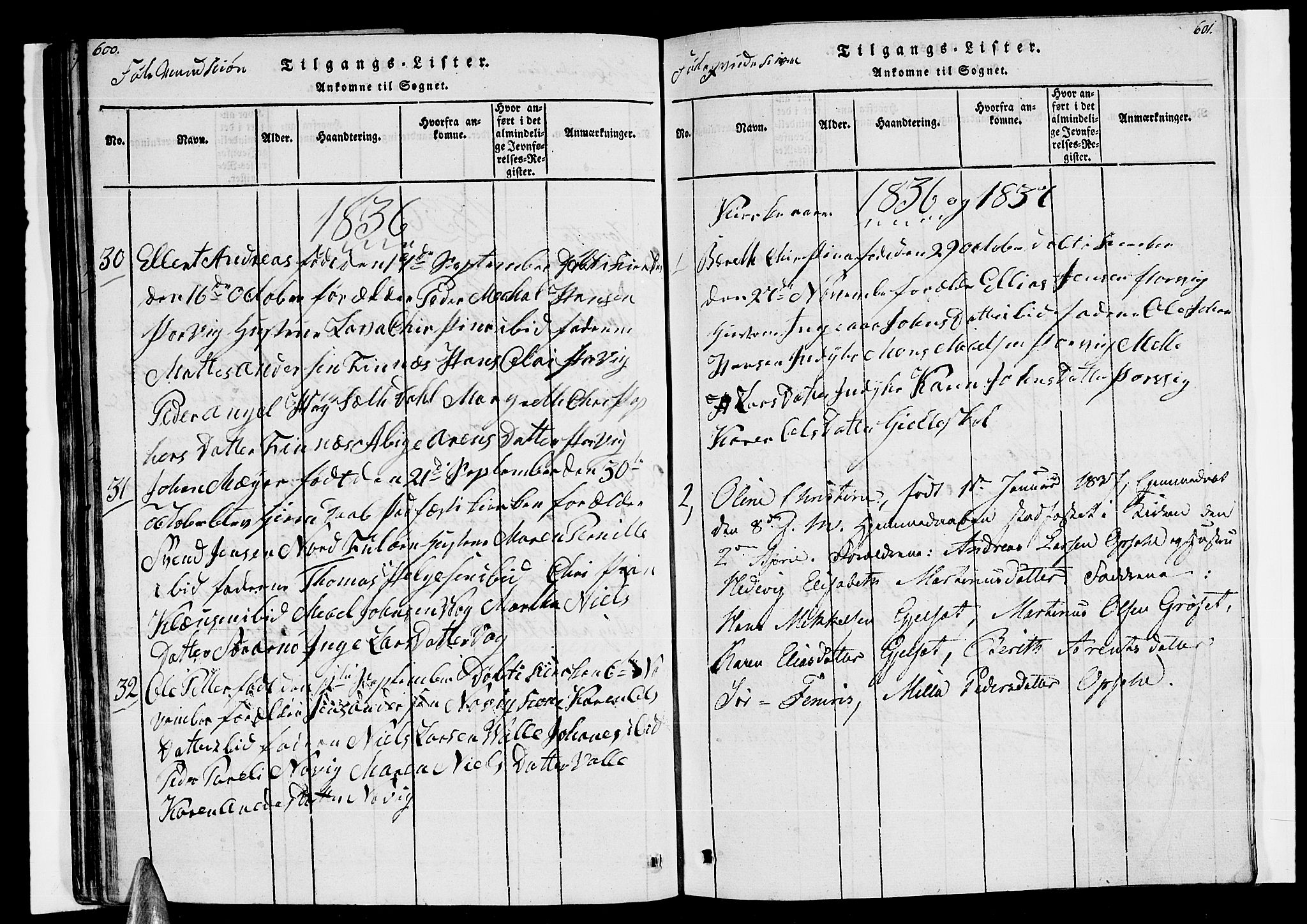 Ministerialprotokoller, klokkerbøker og fødselsregistre - Nordland, AV/SAT-A-1459/805/L0105: Parish register (copy) no. 805C01, 1820-1839, p. 600-601