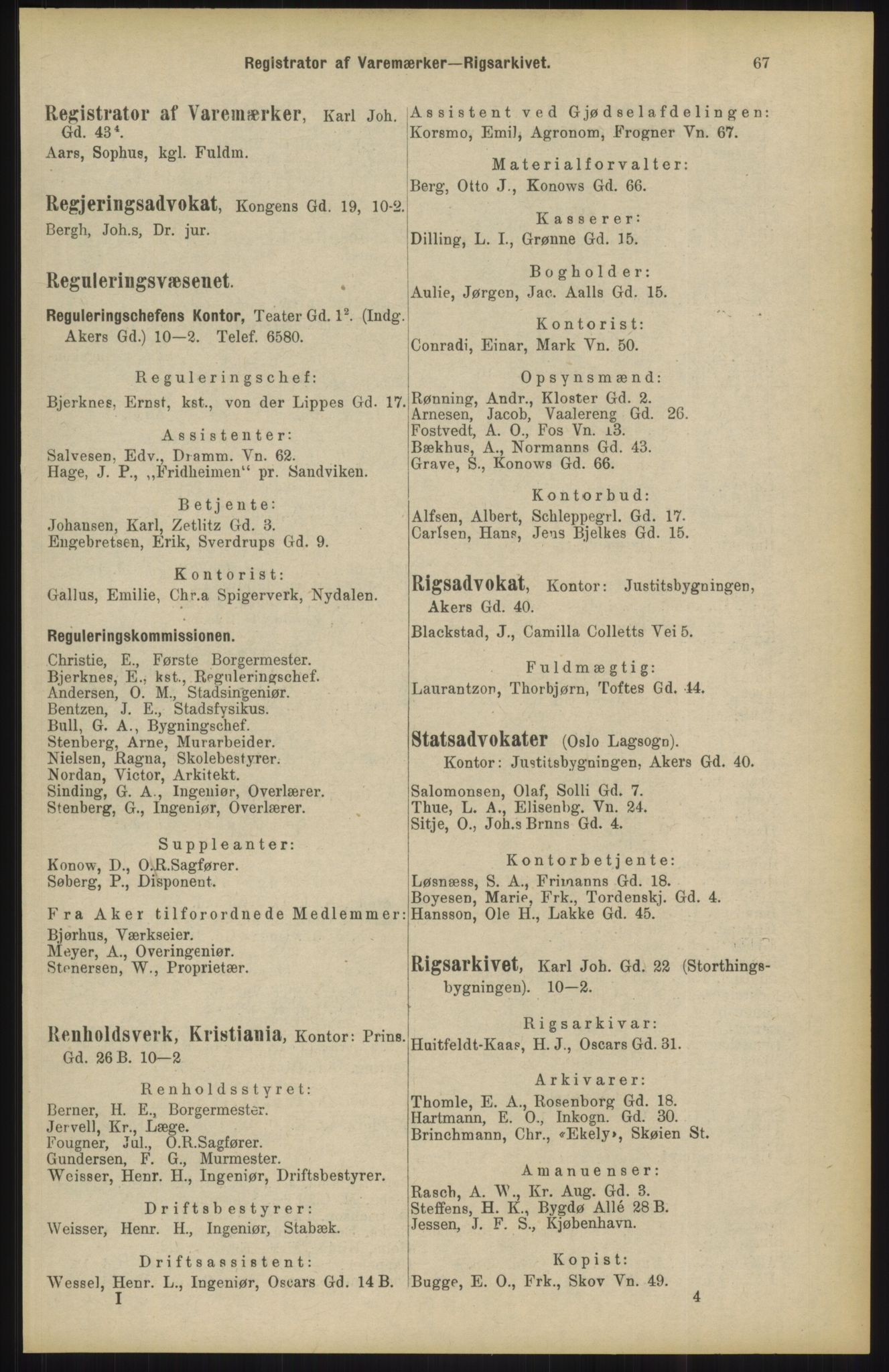 Kristiania/Oslo adressebok, PUBL/-, 1904, p. 67