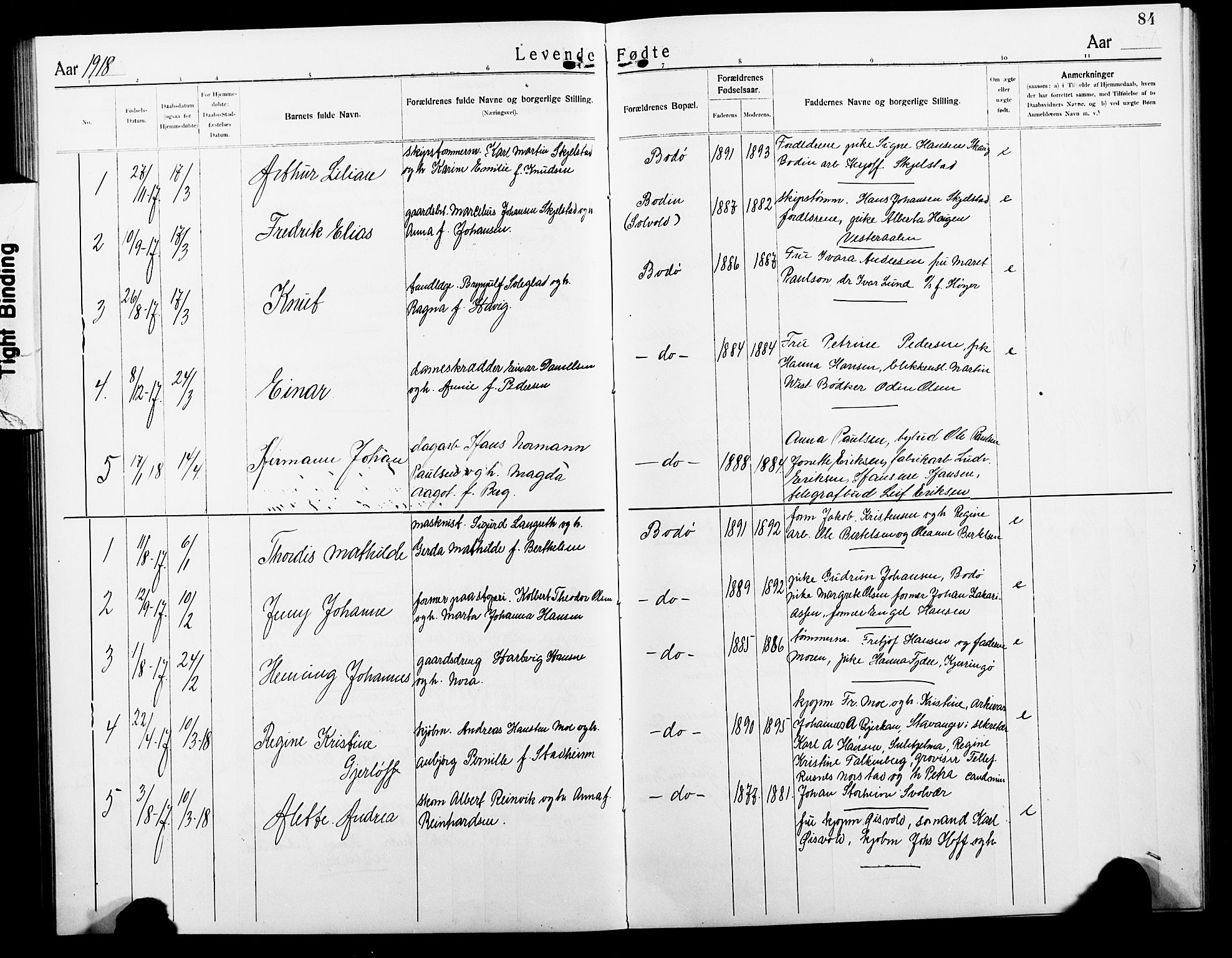 Ministerialprotokoller, klokkerbøker og fødselsregistre - Nordland, SAT/A-1459/801/L0034: Parish register (copy) no. 801C09, 1910-1922, p. 84