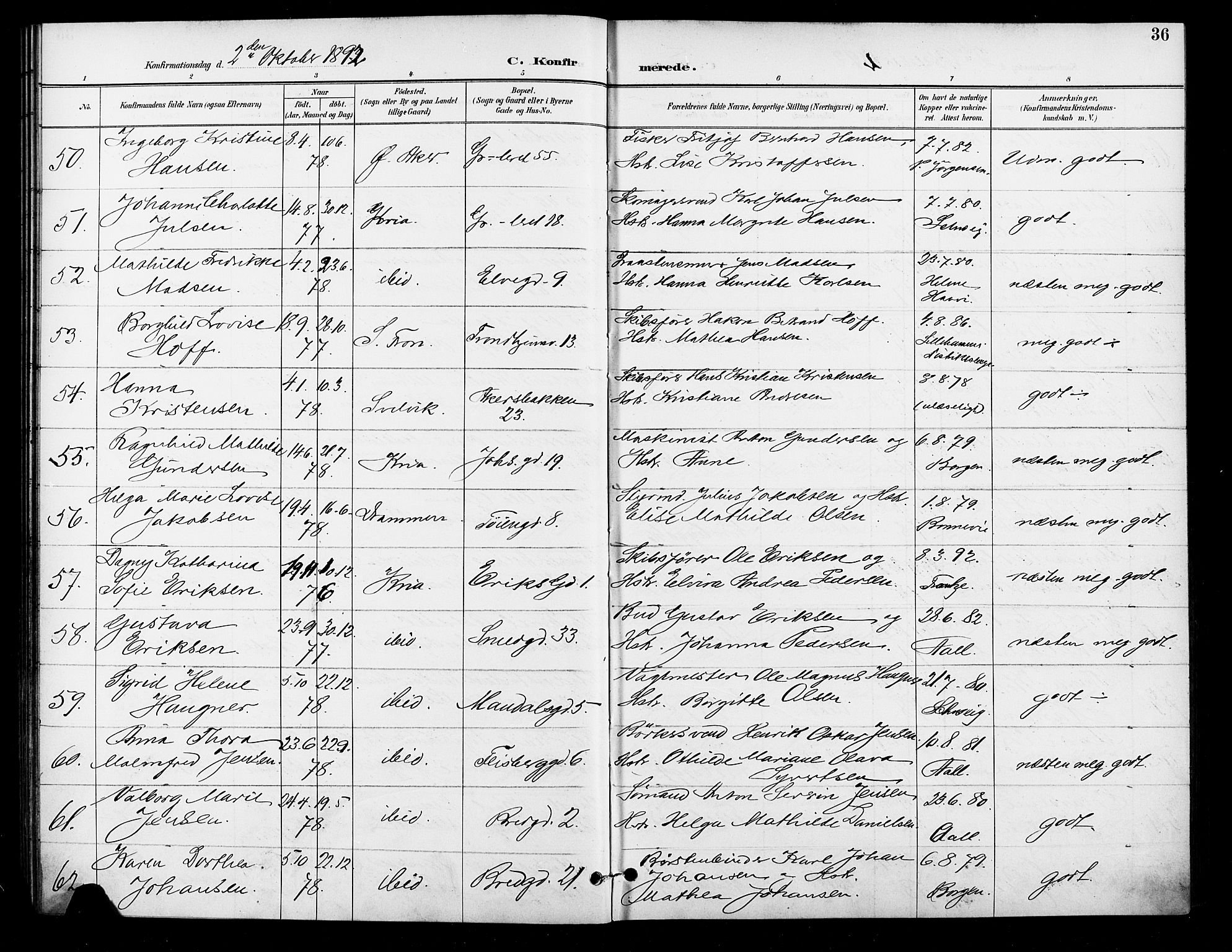 Grønland prestekontor Kirkebøker, AV/SAO-A-10848/F/Fa/L0011: Parish register (official) no. 11, 1892-1907, p. 36