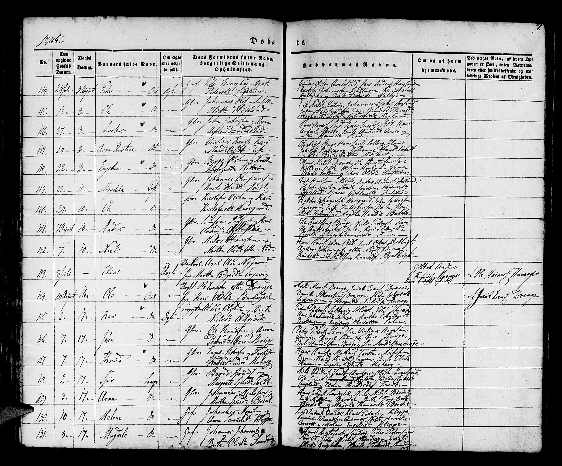 Os sokneprestembete, SAB/A-99929: Parish register (official) no. A 15, 1839-1851, p. 71