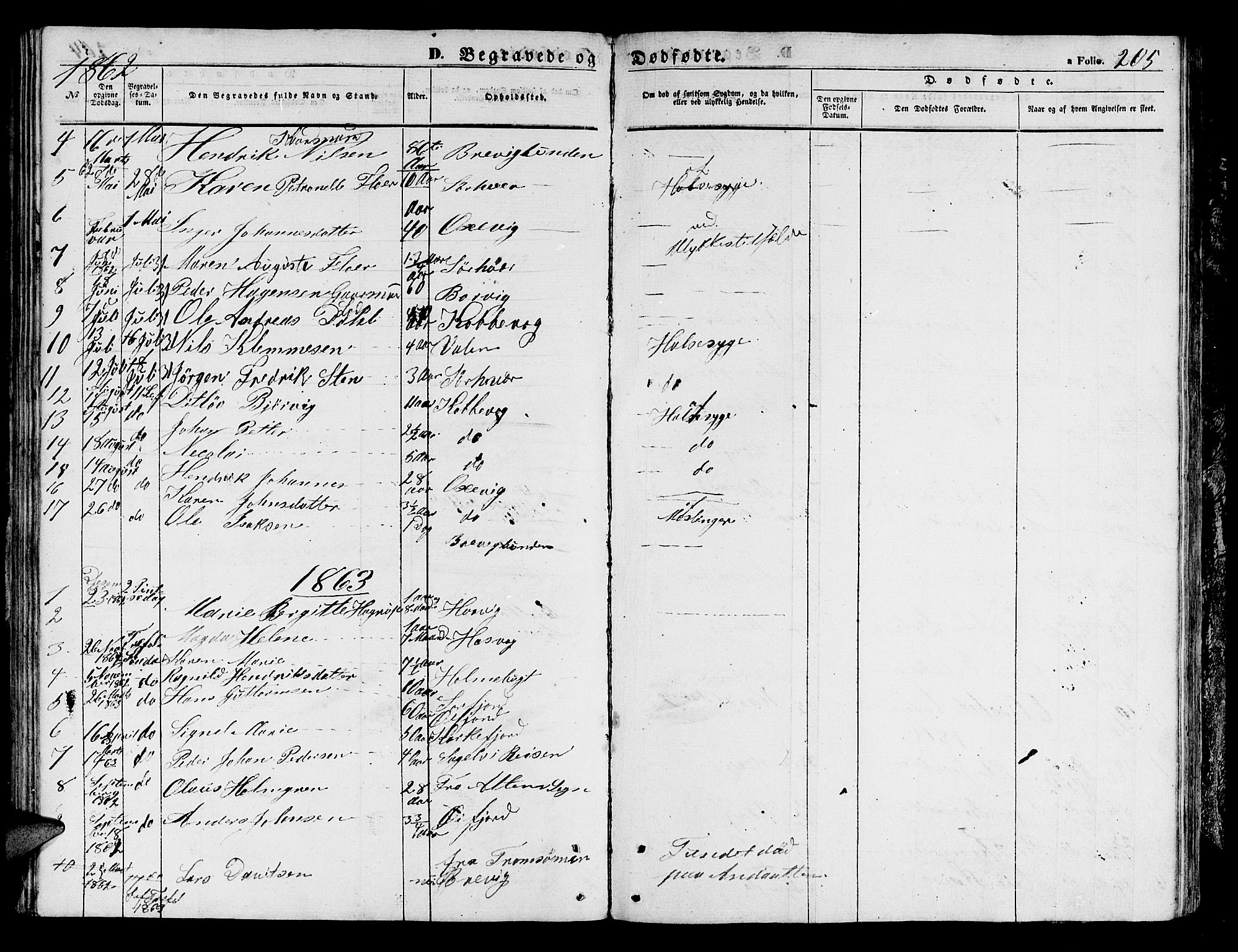 Loppa sokneprestkontor, SATØ/S-1339/H/Hb/L0003klokker: Parish register (copy) no. 3, 1853-1880, p. 205