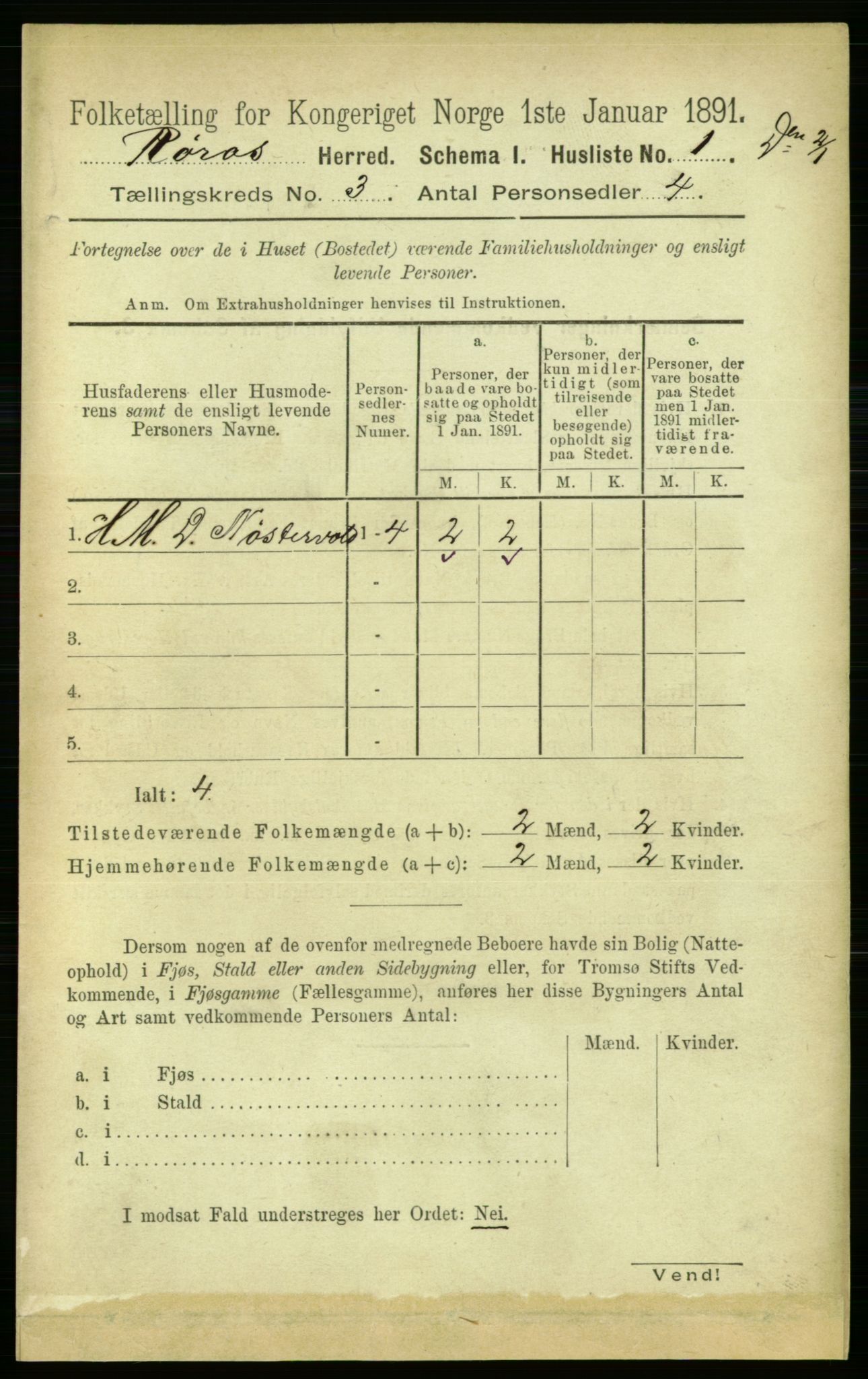 RA, 1891 census for 1640 Røros, 1891, p. 489