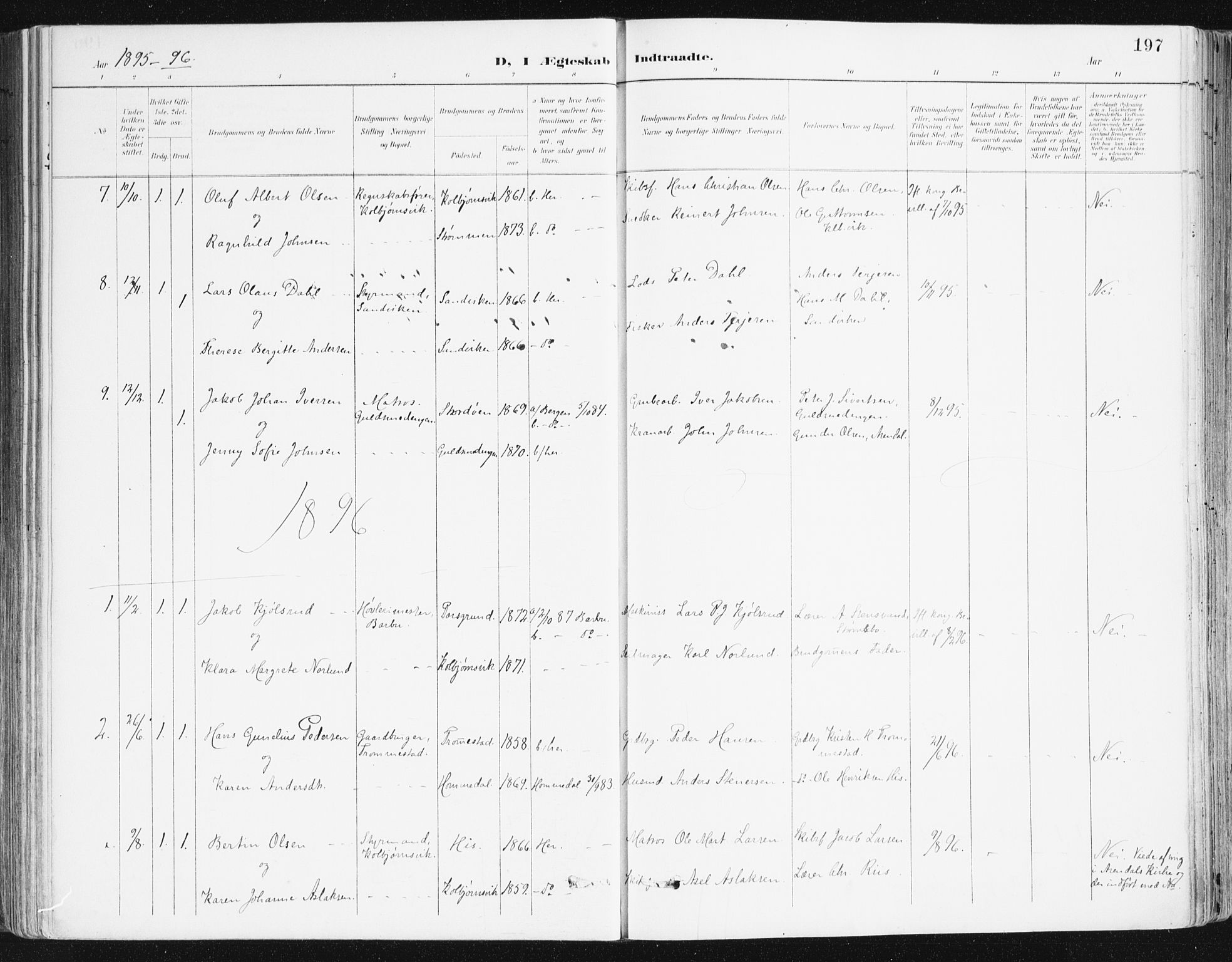 Hisøy sokneprestkontor, SAK/1111-0020/F/Fa/L0004: Parish register (official) no. A 4, 1895-1917, p. 197
