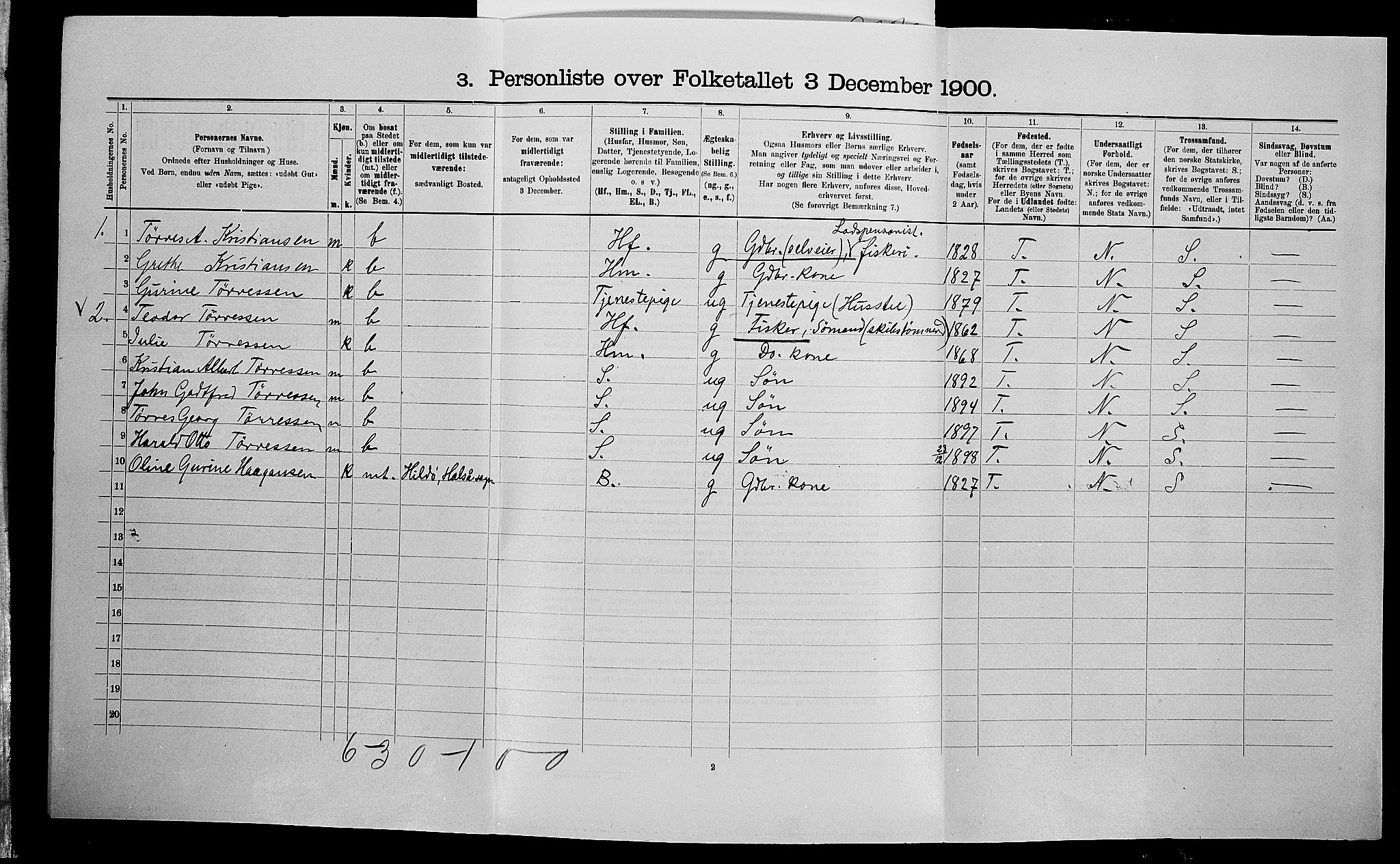 SAK, 1900 census for Halse og Harkmark, 1900, p. 543