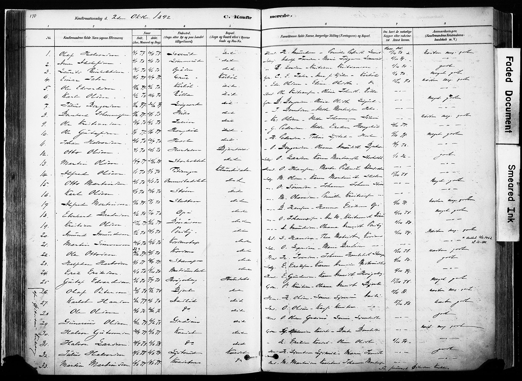 Hof prestekontor, AV/SAH-PREST-038/H/Ha/Haa/L0010: Parish register (official) no. 10, 1878-1909, p. 170