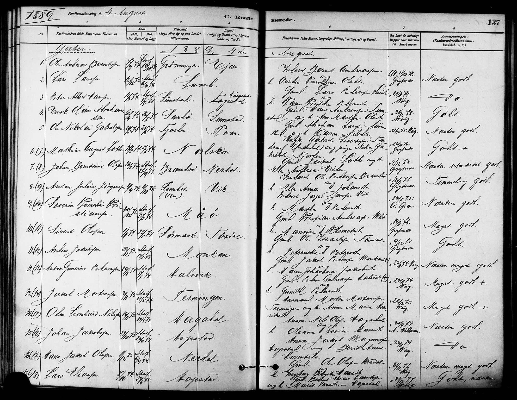 Ministerialprotokoller, klokkerbøker og fødselsregistre - Sør-Trøndelag, SAT/A-1456/657/L0707: Parish register (official) no. 657A08, 1879-1893, p. 137