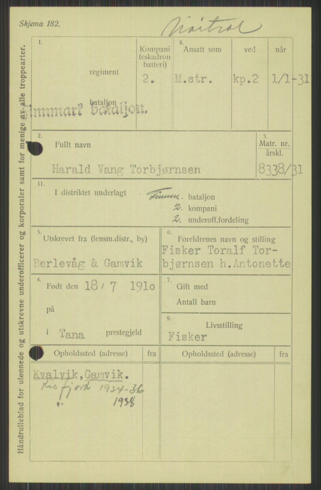 Forsvaret, Varanger bataljon, AV/RA-RAFA-2258/1/D/L0440: Rulleblad for fødte 1892-1912, 1892-1912, p. 1103