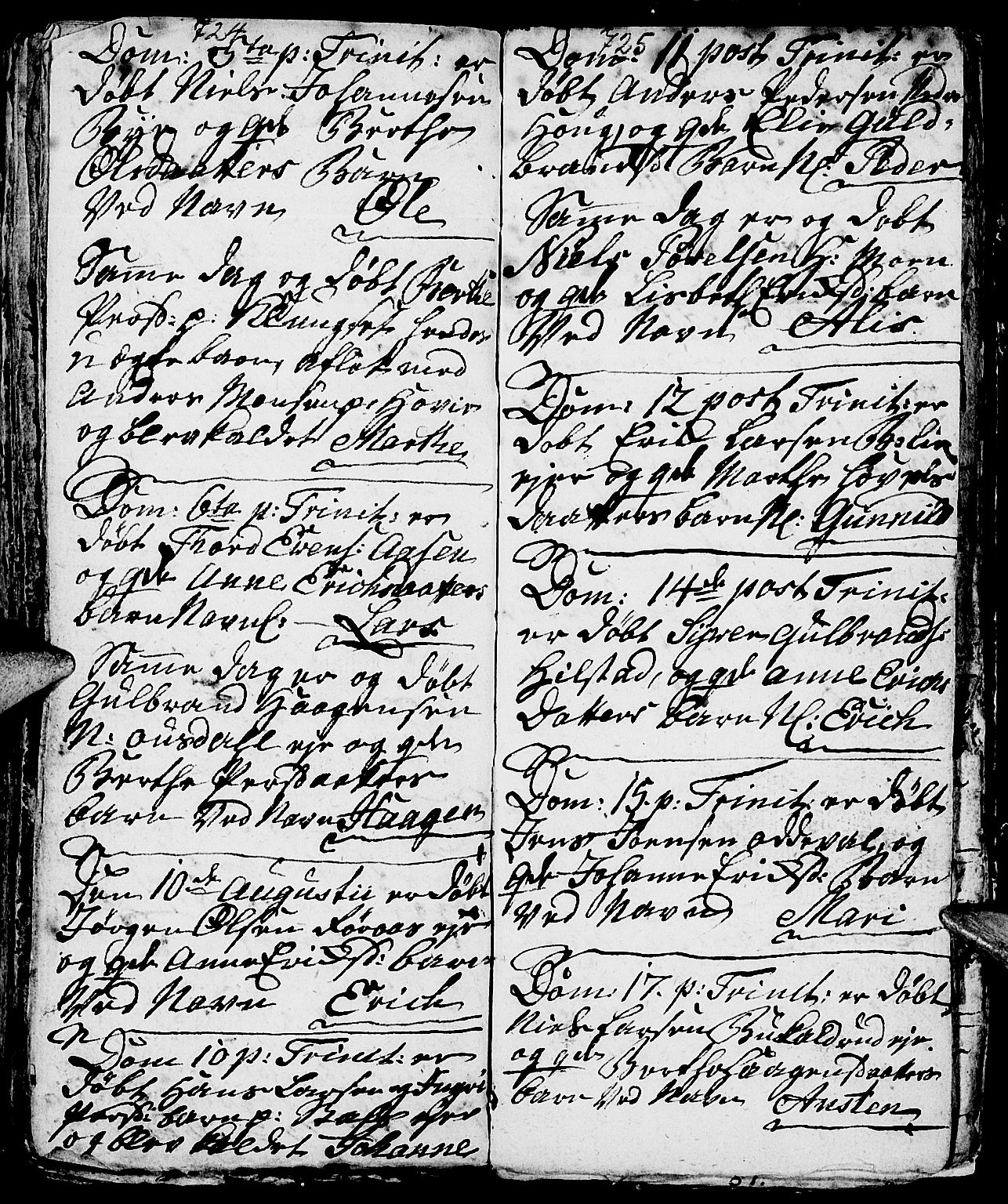 Nes prestekontor, Hedmark, AV/SAH-PREST-020/L/La/L0001: Parish register (copy) no. 1, 1663-1784, p. 724-725