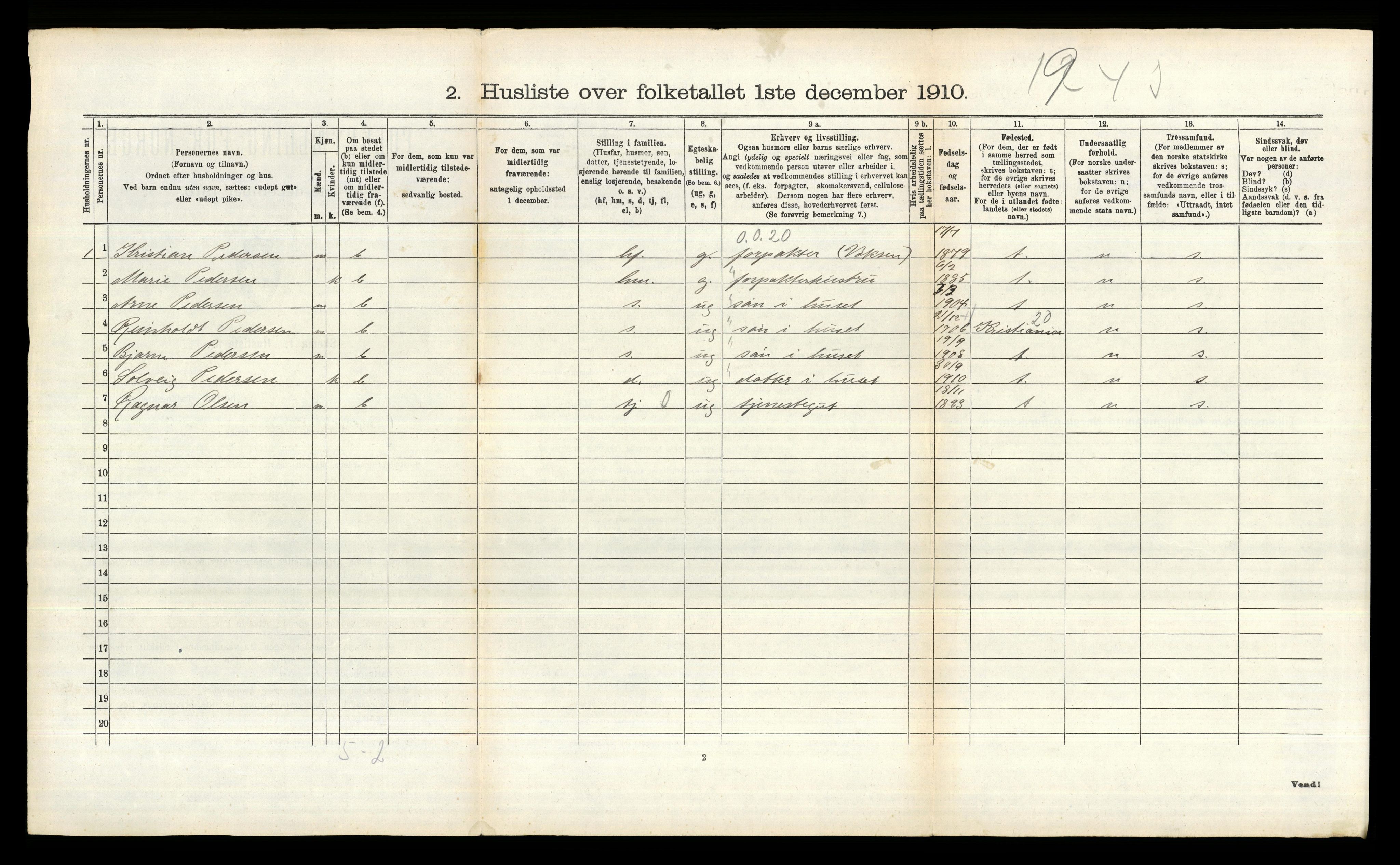 RA, 1910 census for Aker, 1910, p. 258