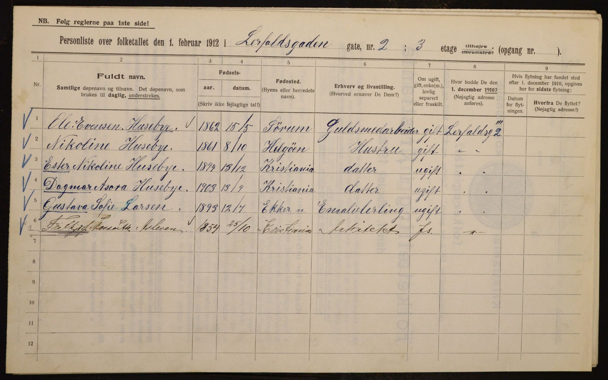 OBA, Municipal Census 1912 for Kristiania, 1912, p. 57578