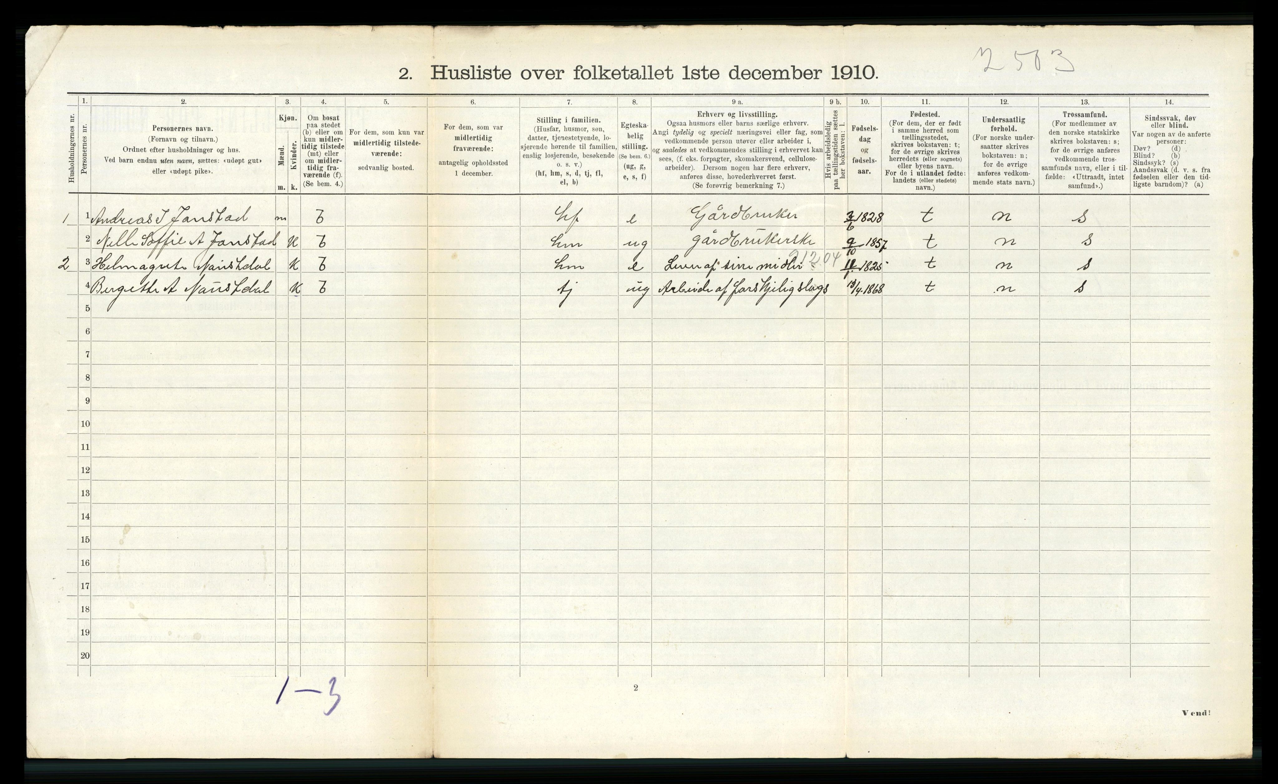 RA, 1910 census for Naustdal, 1910, p. 434