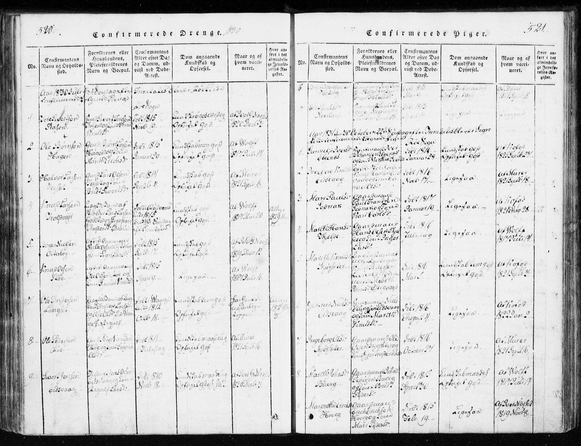 Ministerialprotokoller, klokkerbøker og fødselsregistre - Møre og Romsdal, AV/SAT-A-1454/551/L0623: Parish register (official) no. 551A03, 1818-1831, p. 520-521