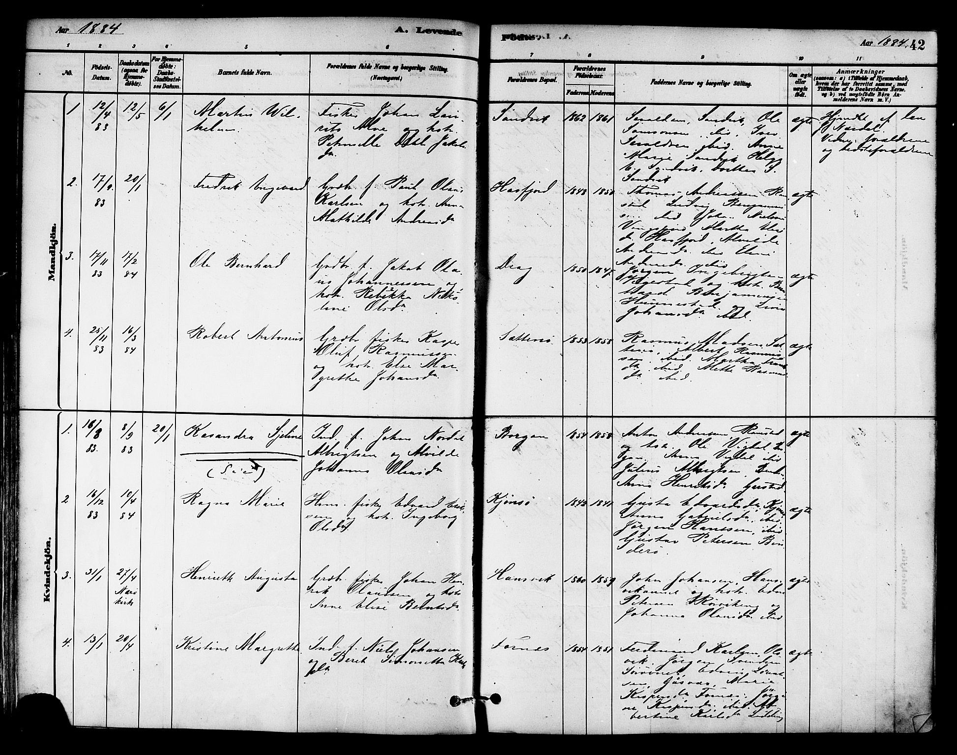 Ministerialprotokoller, klokkerbøker og fødselsregistre - Nord-Trøndelag, SAT/A-1458/786/L0686: Parish register (official) no. 786A02, 1880-1887, p. 42
