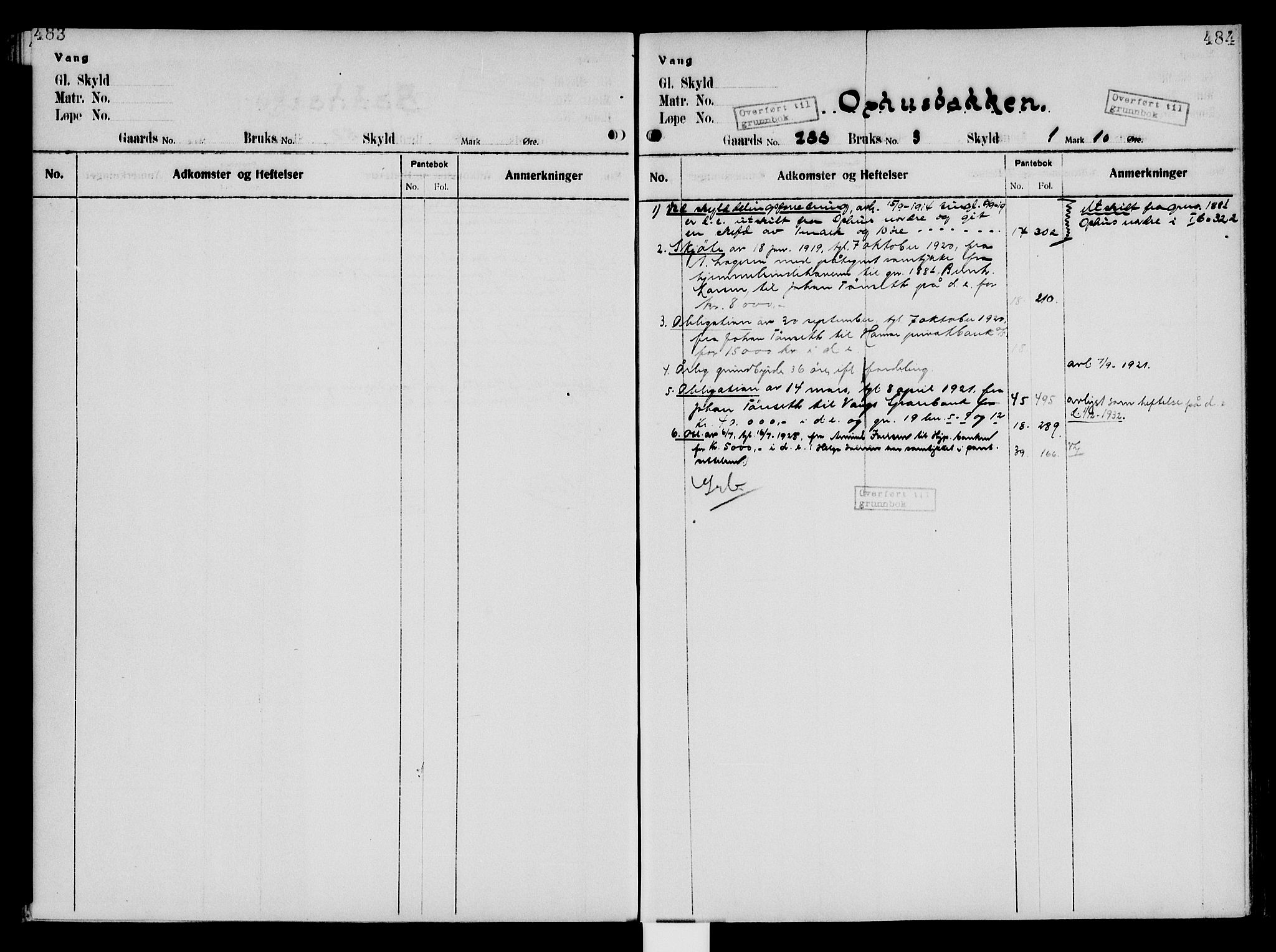 Nord-Hedmark sorenskriveri, SAH/TING-012/H/Ha/Had/Hade/L0005: Mortgage register no. 4.5, 1916-1940, p. 483-484