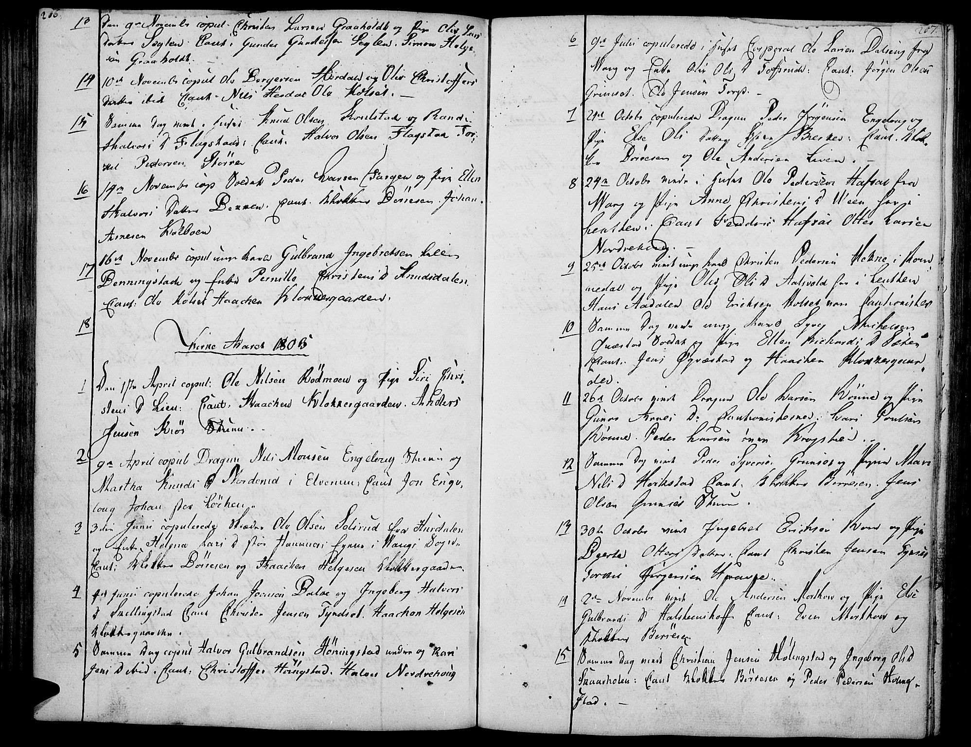 Løten prestekontor, AV/SAH-PREST-022/K/Ka/L0004: Parish register (official) no. 4, 1801-1814, p. 206-207