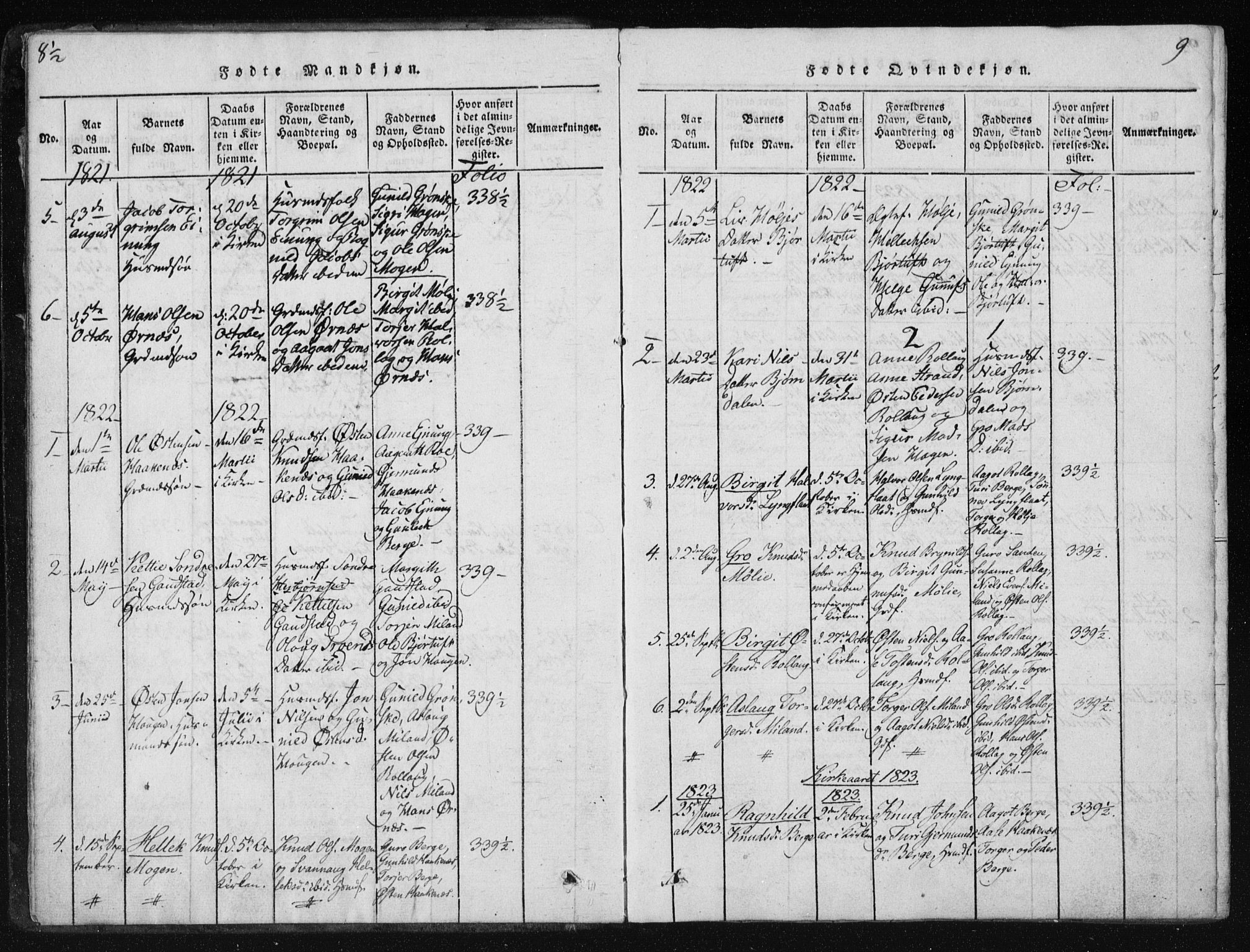 Tinn kirkebøker, SAKO/A-308/F/Fb/L0001: Parish register (official) no. II 1, 1815-1843, p. 9