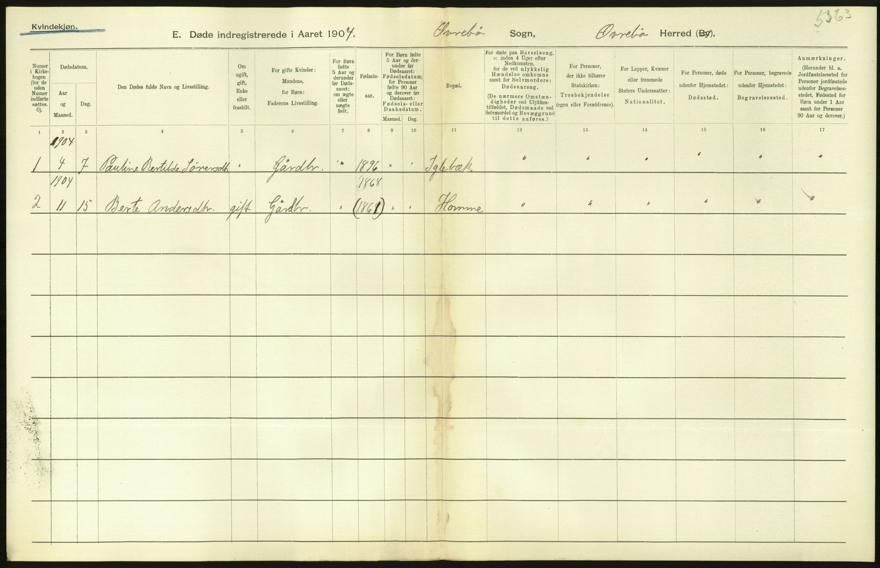 Statistisk sentralbyrå, Sosiodemografiske emner, Befolkning, AV/RA-S-2228/D/Df/Dfa/Dfab/L0011: Lister og Mandals amt: Fødte, gifte, døde, 1904, p. 264