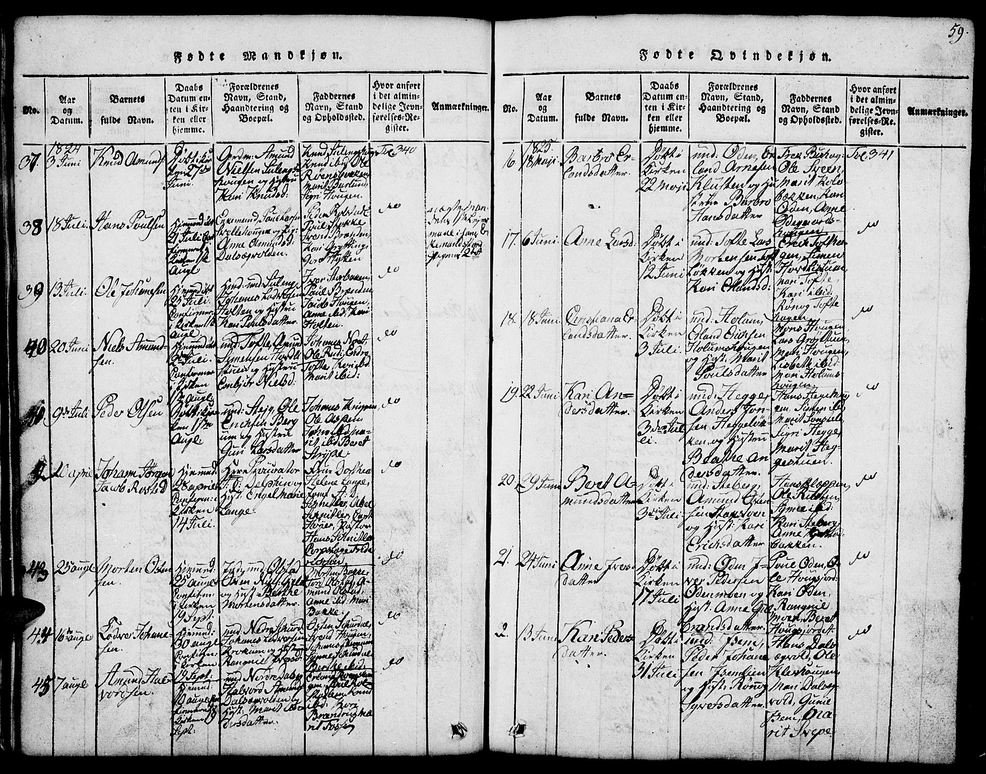 Fron prestekontor, SAH/PREST-078/H/Ha/Hab/L0001: Parish register (copy) no. 1, 1816-1843, p. 59