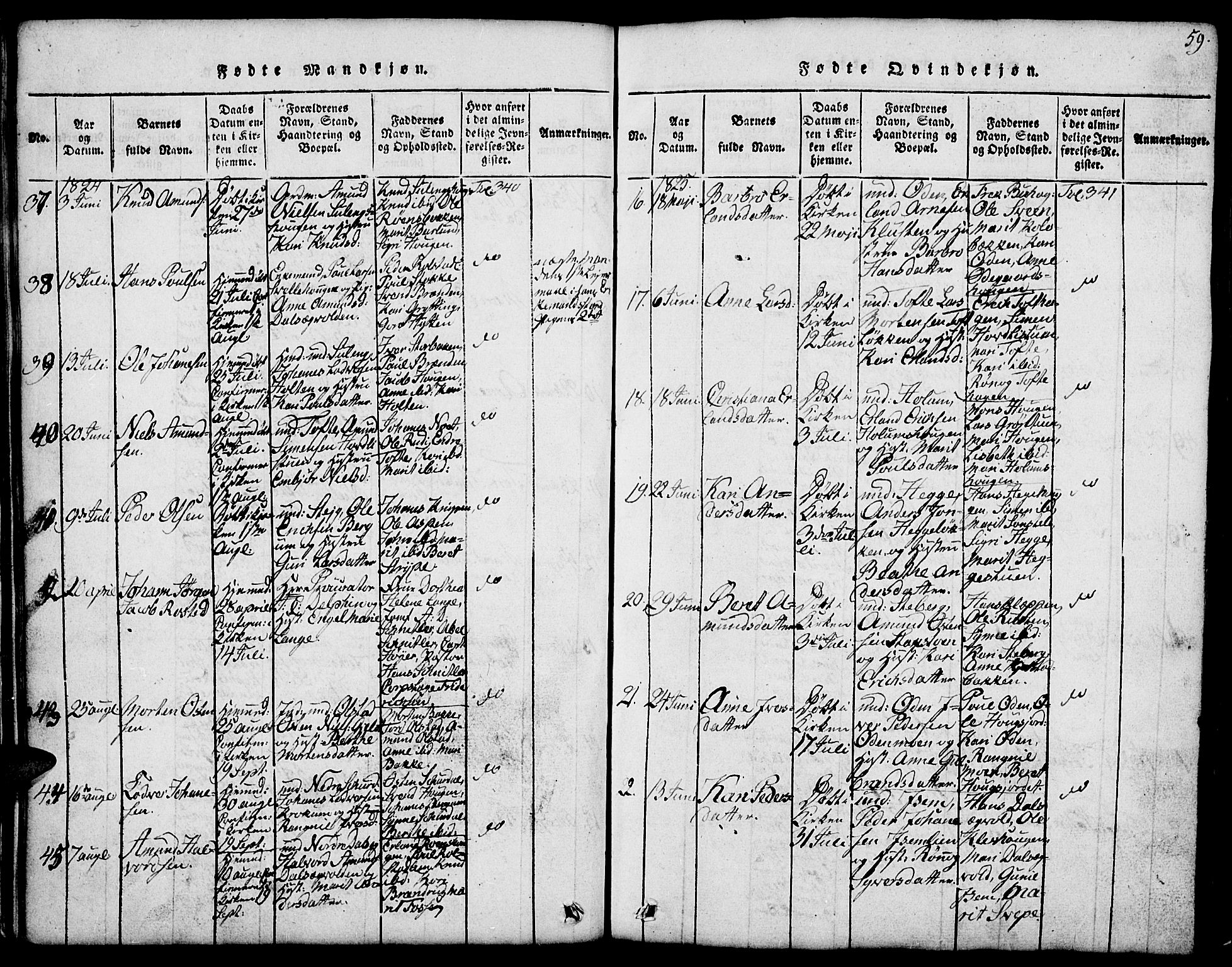 Fron prestekontor, AV/SAH-PREST-078/H/Ha/Hab/L0001: Parish register (copy) no. 1, 1816-1843, p. 59