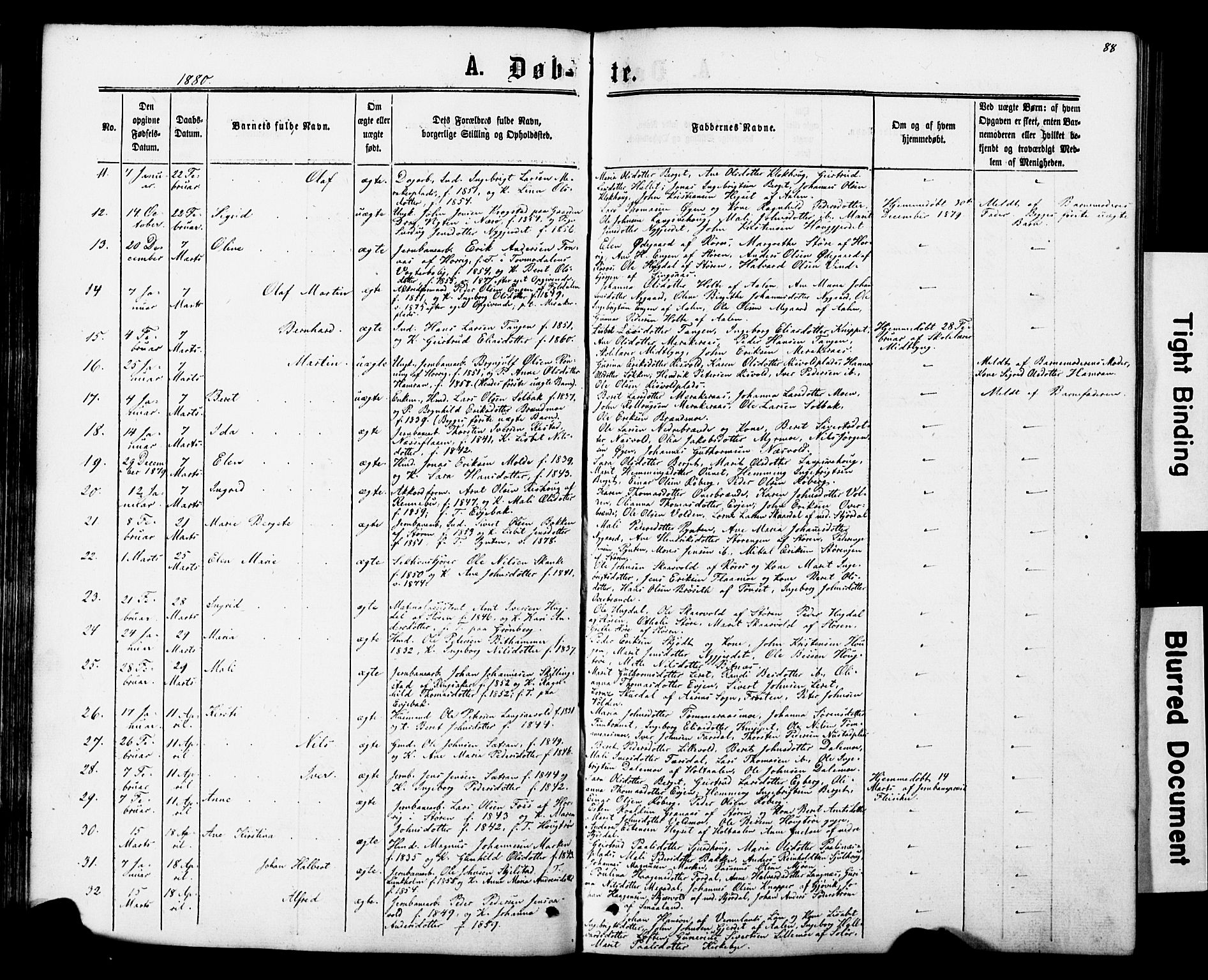 Ministerialprotokoller, klokkerbøker og fødselsregistre - Nord-Trøndelag, AV/SAT-A-1458/706/L0049: Parish register (copy) no. 706C01, 1864-1895, p. 88