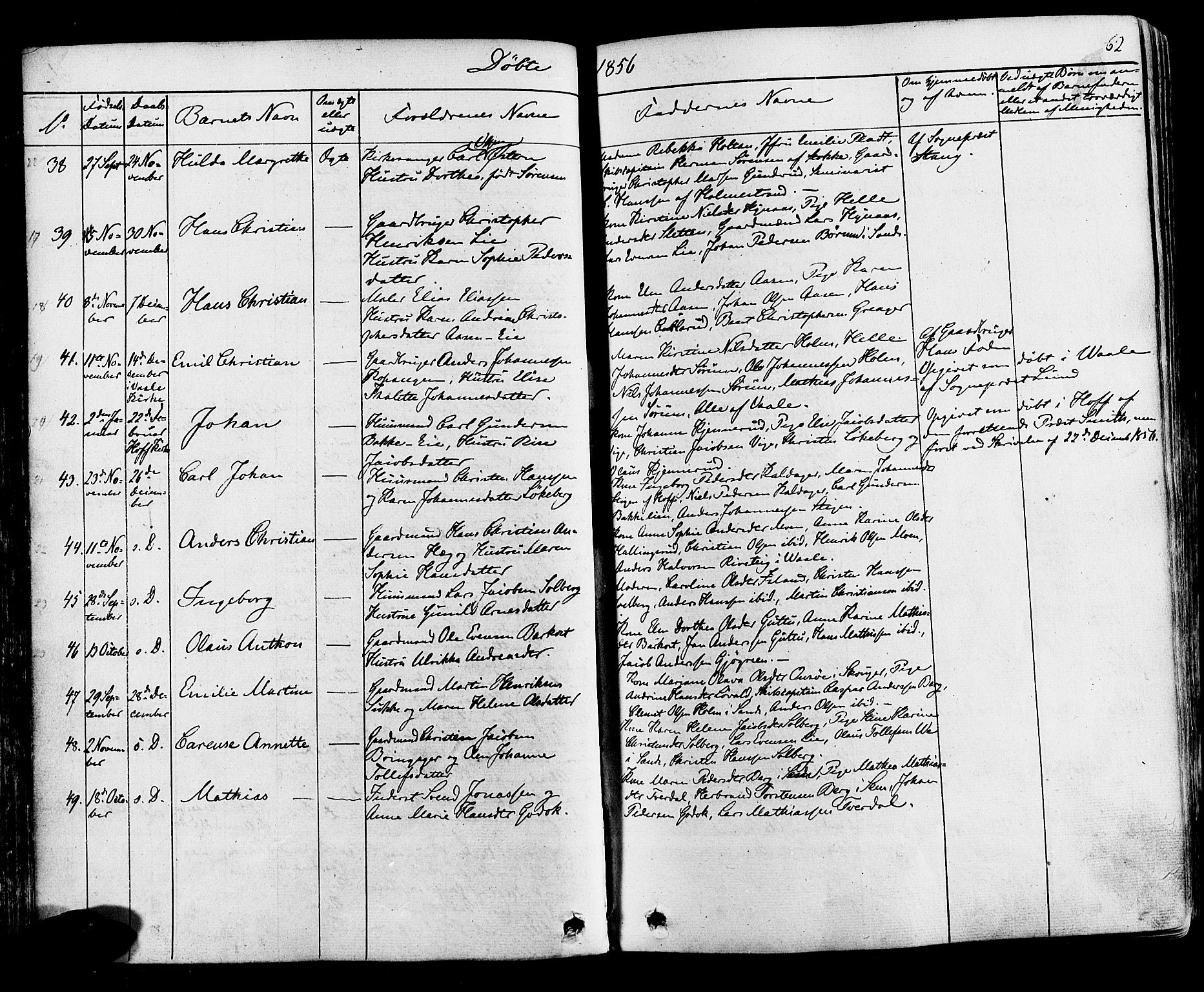 Botne kirkebøker, AV/SAKO-A-340/F/Fa/L0006: Parish register (official) no. I 6, 1836-1877, p. 62