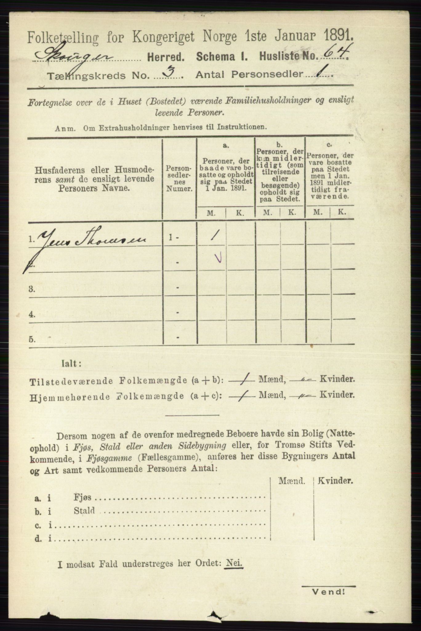 RA, 1891 census for 0712 Skoger, 1891, p. 1555