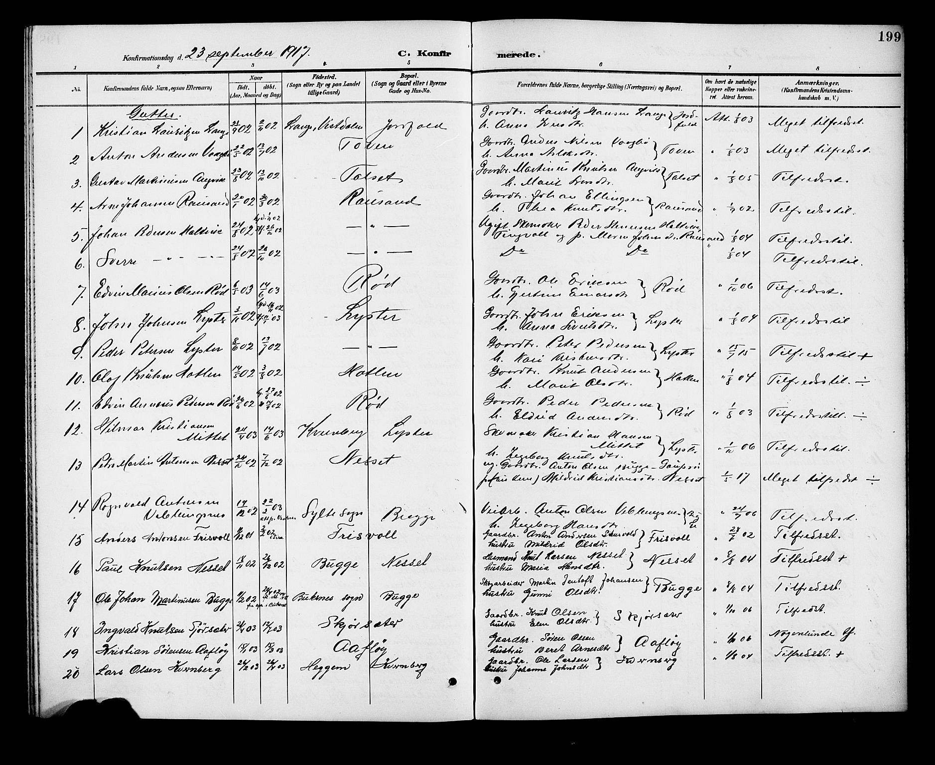 Ministerialprotokoller, klokkerbøker og fødselsregistre - Møre og Romsdal, SAT/A-1454/551/L0632: Parish register (copy) no. 551C04, 1894-1920, p. 199