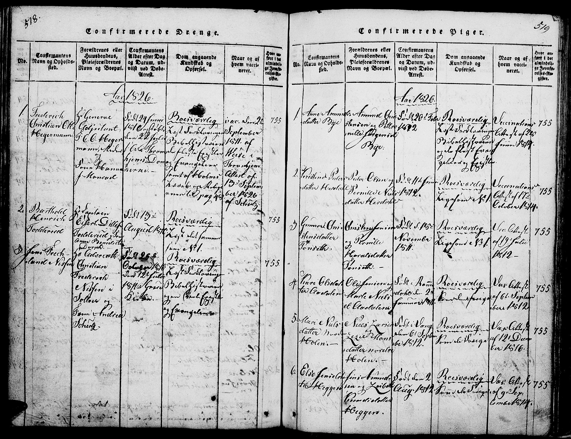 Løten prestekontor, SAH/PREST-022/L/La/L0001: Parish register (copy) no. 1, 1812-1832, p. 518-519