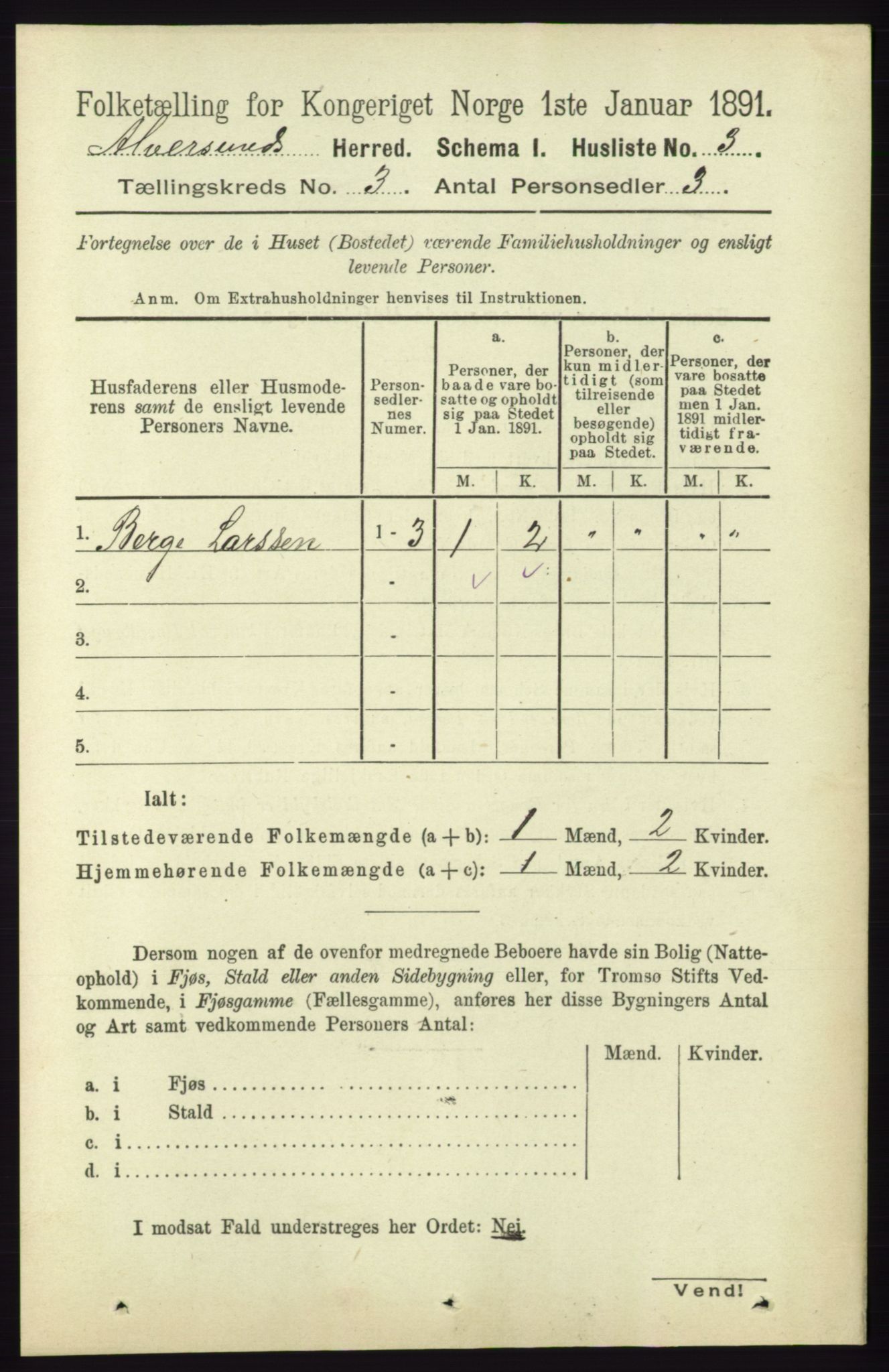 RA, 1891 census for 1257 Alversund, 1891, p. 947