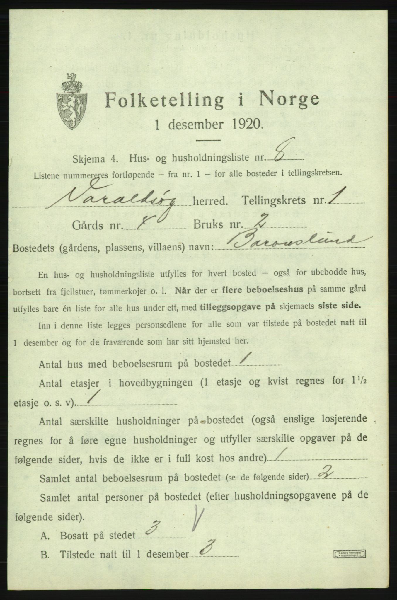 SAB, 1920 census for Varaldsøy, 1920, p. 48