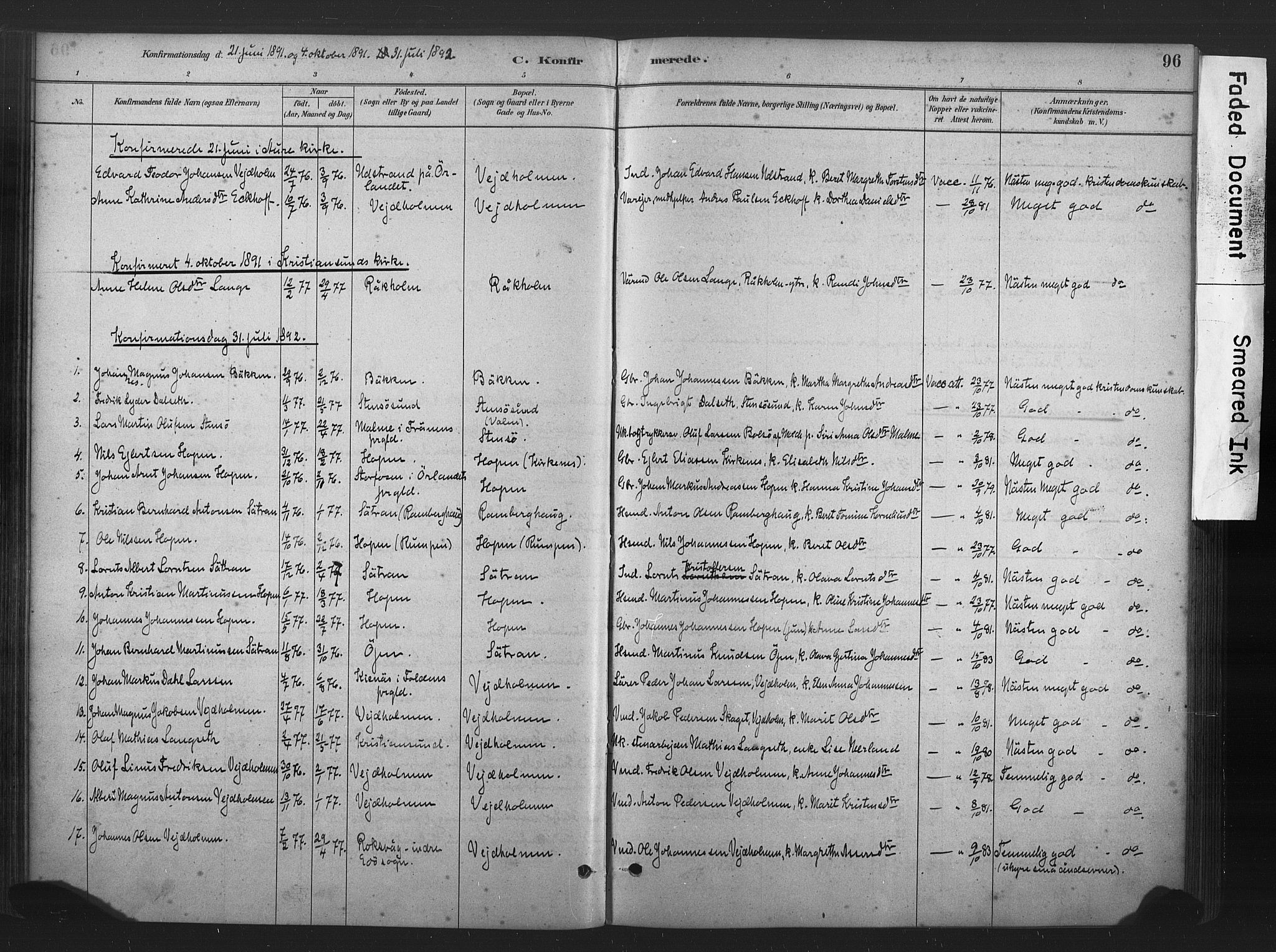 Ministerialprotokoller, klokkerbøker og fødselsregistre - Møre og Romsdal, AV/SAT-A-1454/583/L0954: Parish register (official) no. 583A01, 1880-1906, p. 96