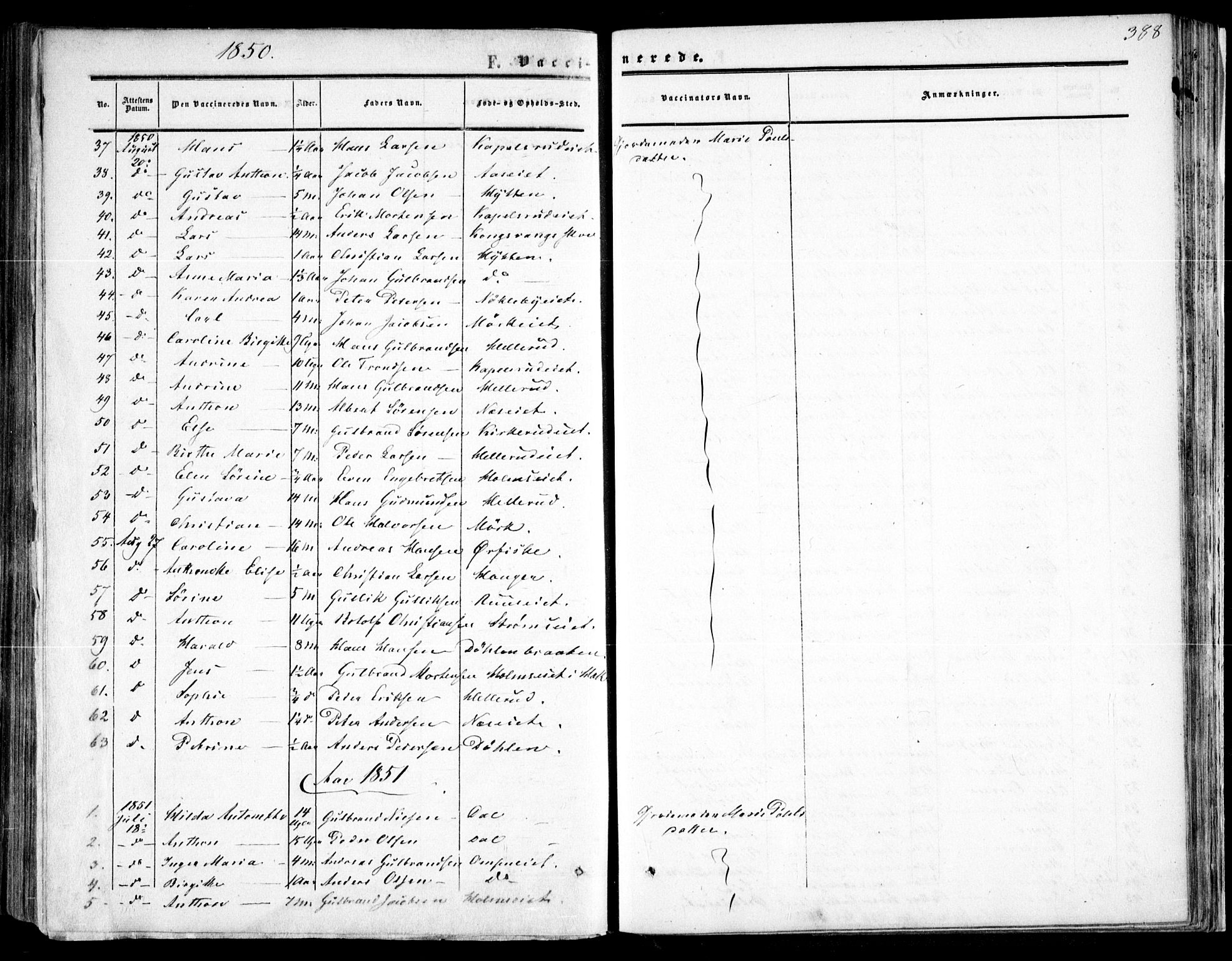 Nittedal prestekontor Kirkebøker, AV/SAO-A-10365a/F/Fa/L0005: Parish register (official) no. I 5, 1850-1862, p. 388