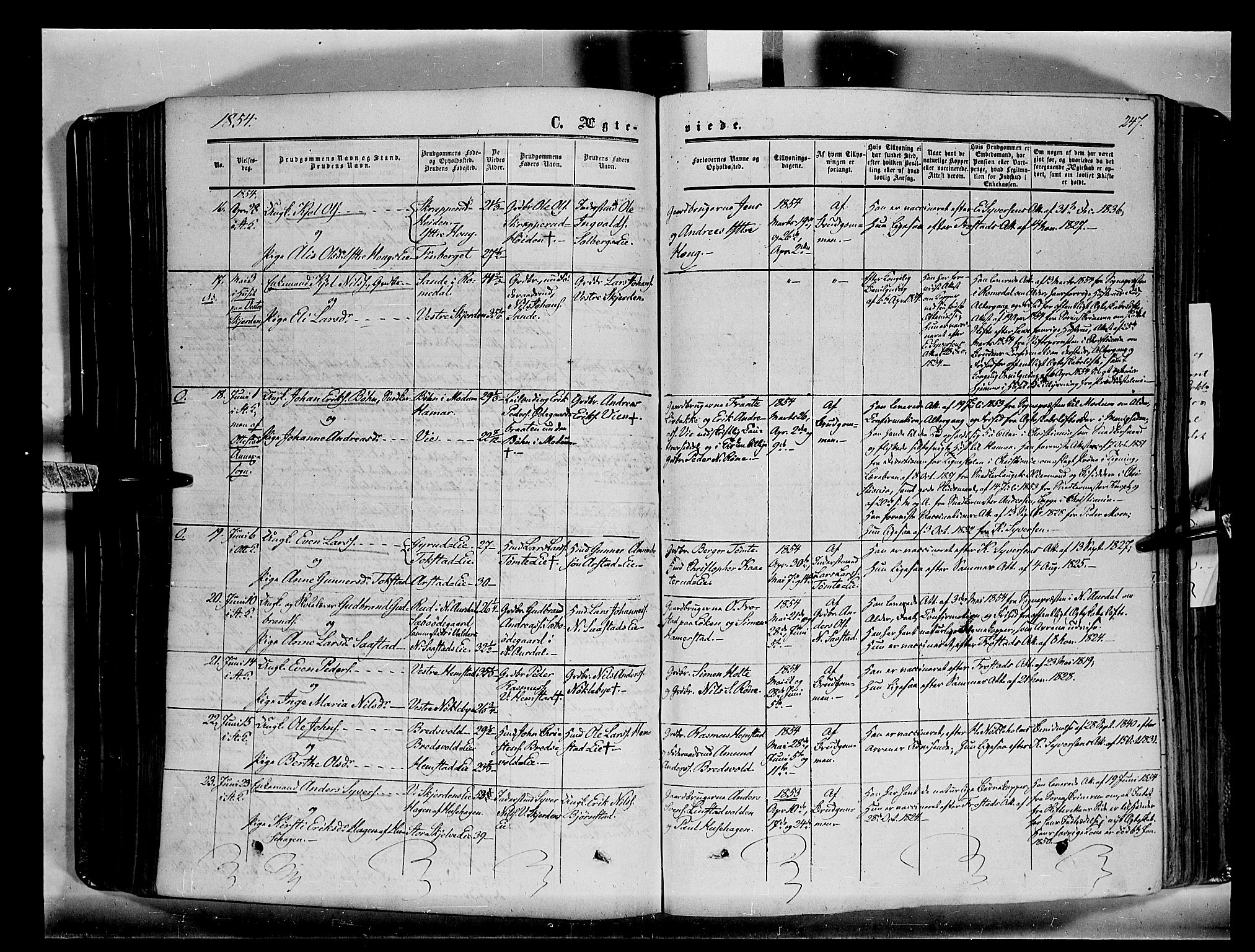 Stange prestekontor, AV/SAH-PREST-002/K/L0012: Parish register (official) no. 12, 1852-1862, p. 247