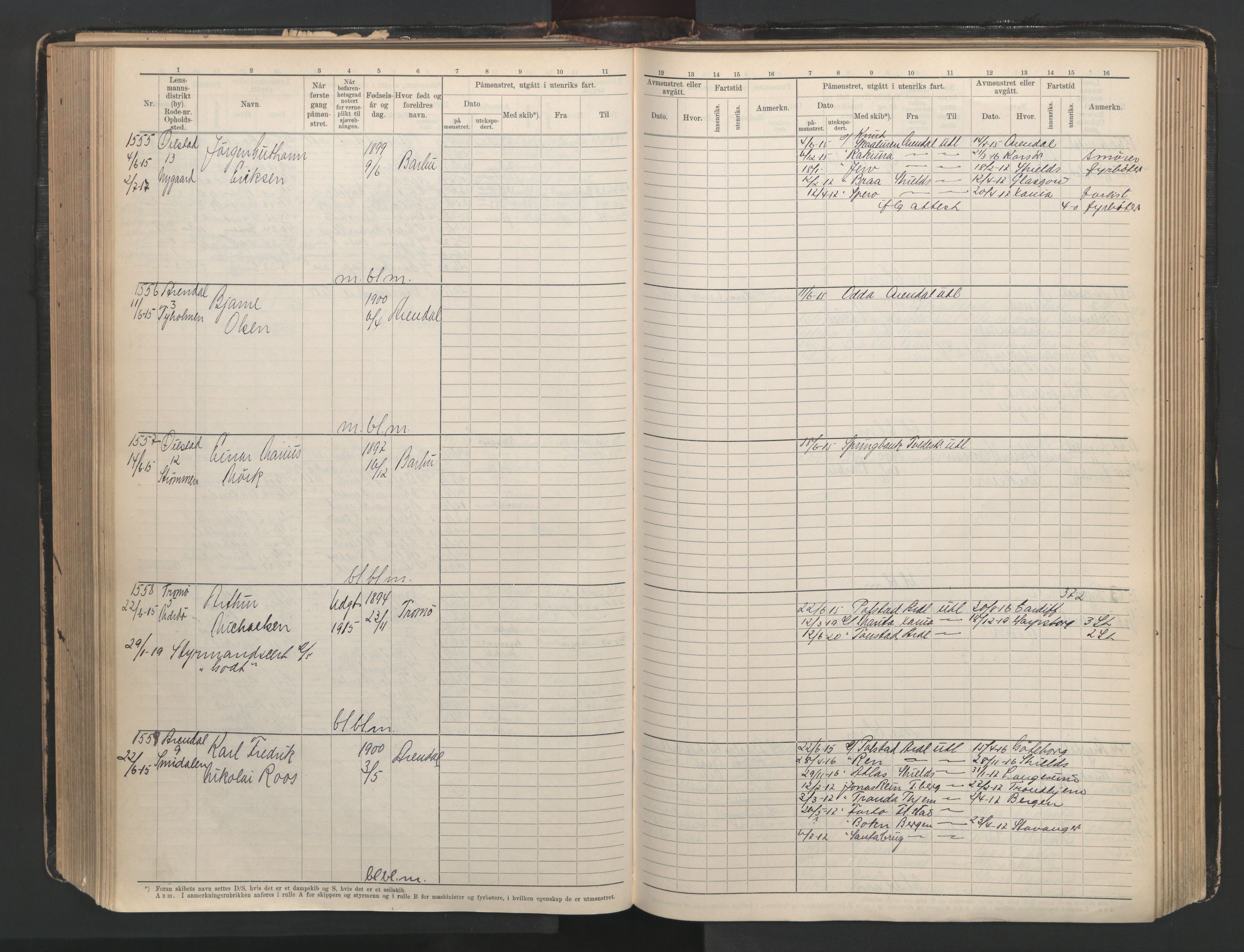 Arendal mønstringskrets, AV/SAK-2031-0012/F/Fb/L0003: Hovedrulle A nr 1-2495, E-4, 1899-1949, p. 322