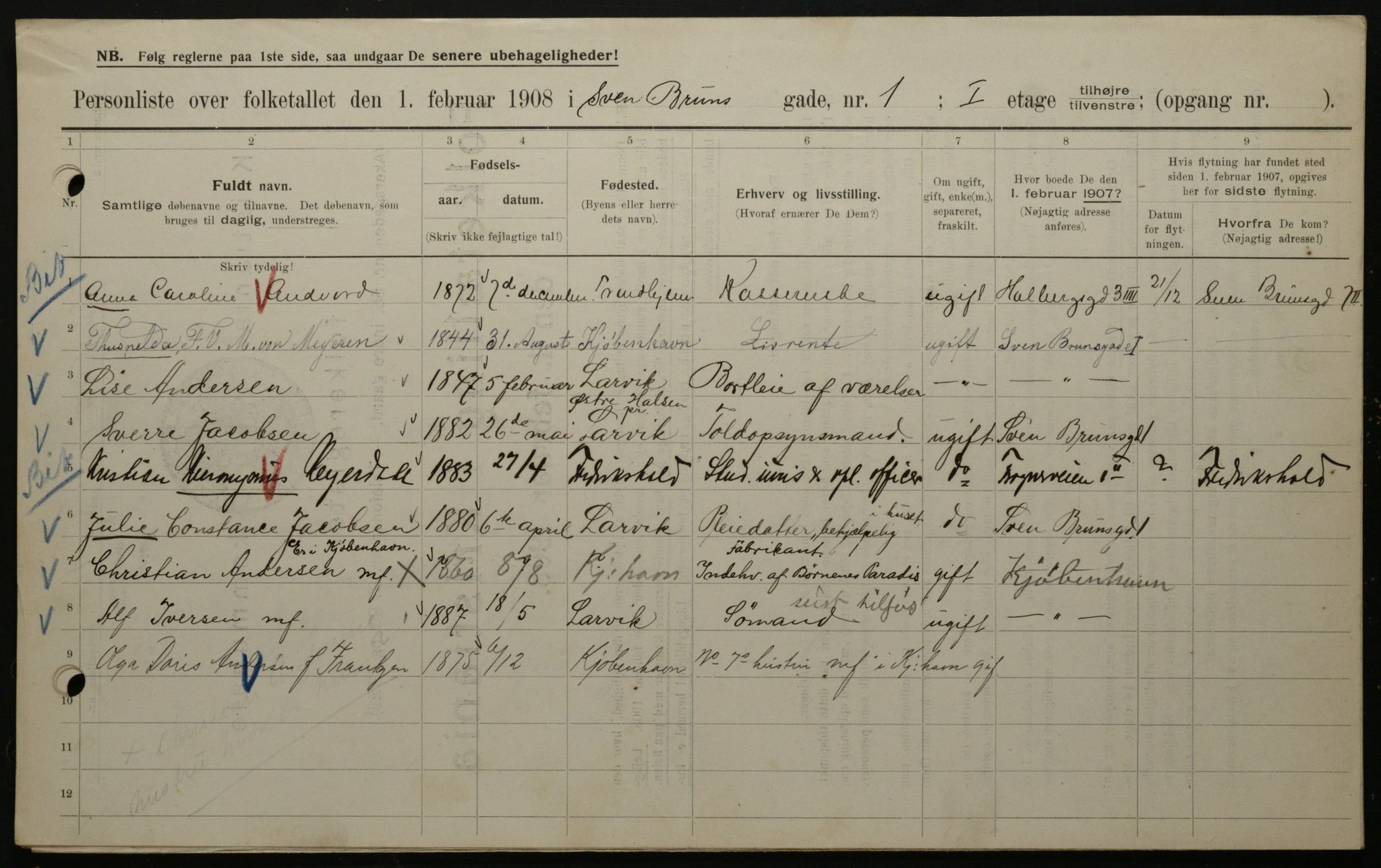 OBA, Municipal Census 1908 for Kristiania, 1908, p. 94219