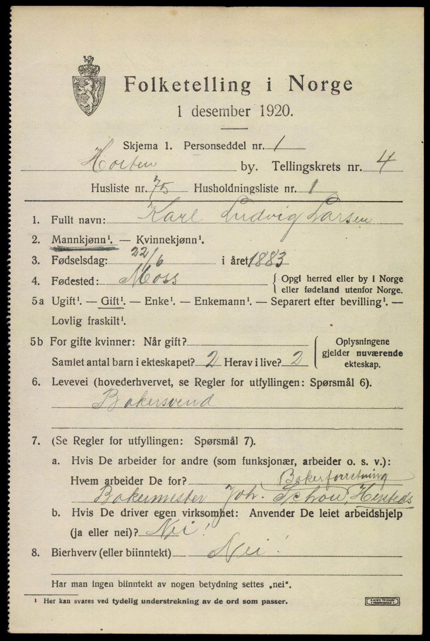 SAKO, 1920 census for Horten, 1920, p. 17557