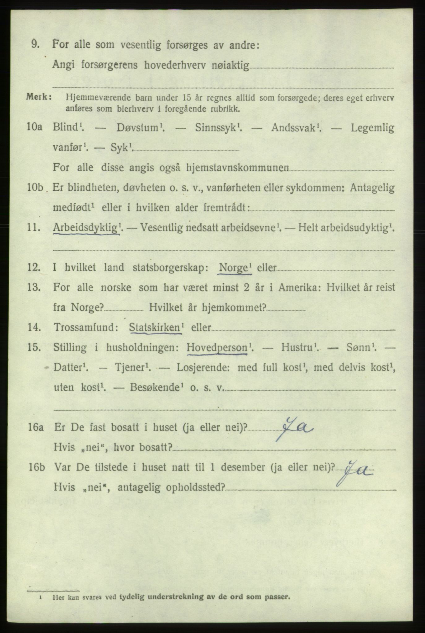 SAB, 1920 census for Bremnes, 1920, p. 1325