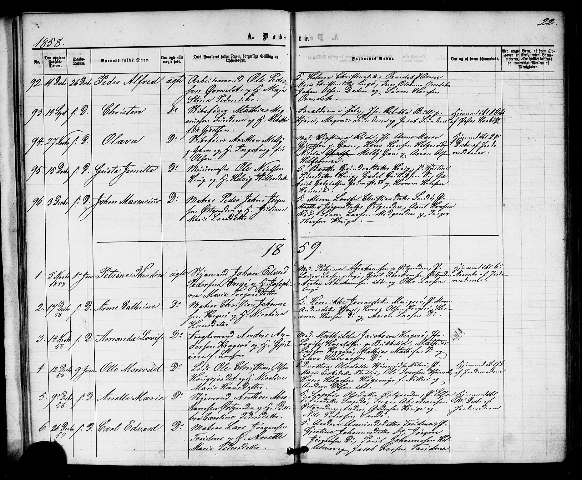 Nøtterøy kirkebøker, AV/SAKO-A-354/G/Gb/L0001: Parish register (copy) no. II 1, 1856-1874, p. 22