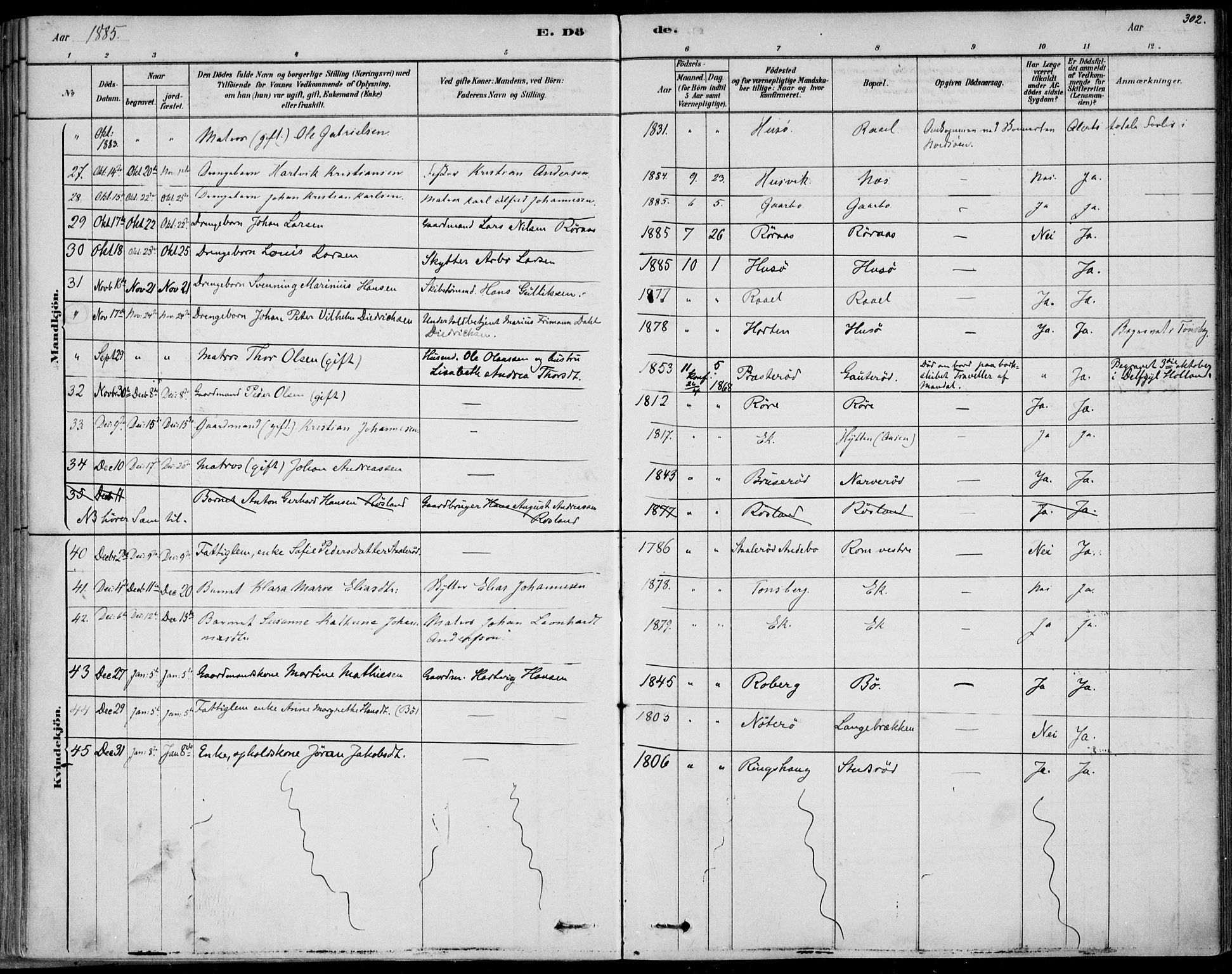 Sem kirkebøker, AV/SAKO-A-5/F/Fb/L0004: Parish register (official) no. II 4, 1878-1891, p. 302